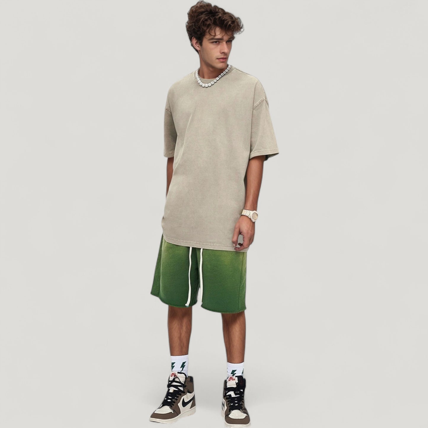 Anna-Kaci Active Men's Oversized Short Sleeve Crew Neck T-Shirt with Washed Vintage Look
