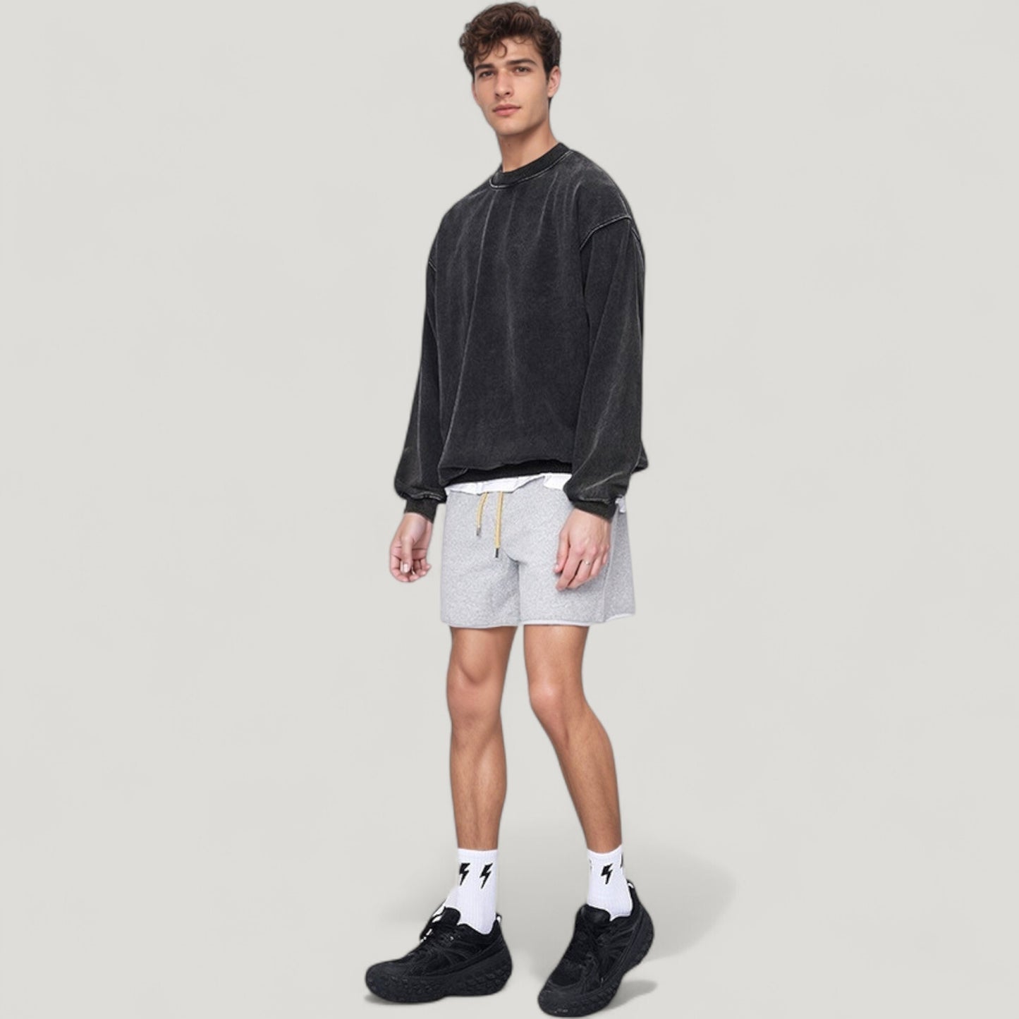 Anna-Kaci Active Men's Oversized Crew Neck Long Sleeve Sweatshirt with Relaxed Fit and Minimalist Style