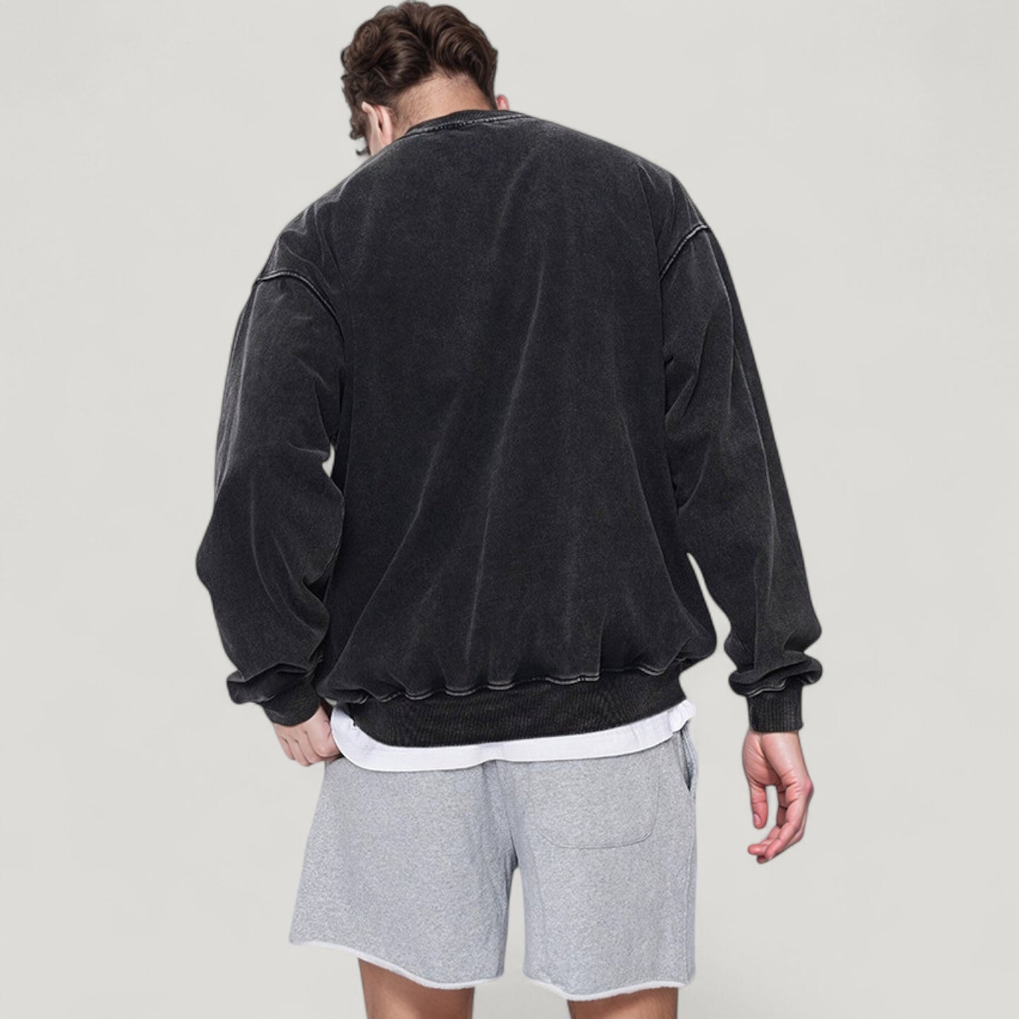Anna-Kaci Active Men's Oversized Crew Neck Long Sleeve Sweatshirt with Relaxed Fit and Minimalist Style