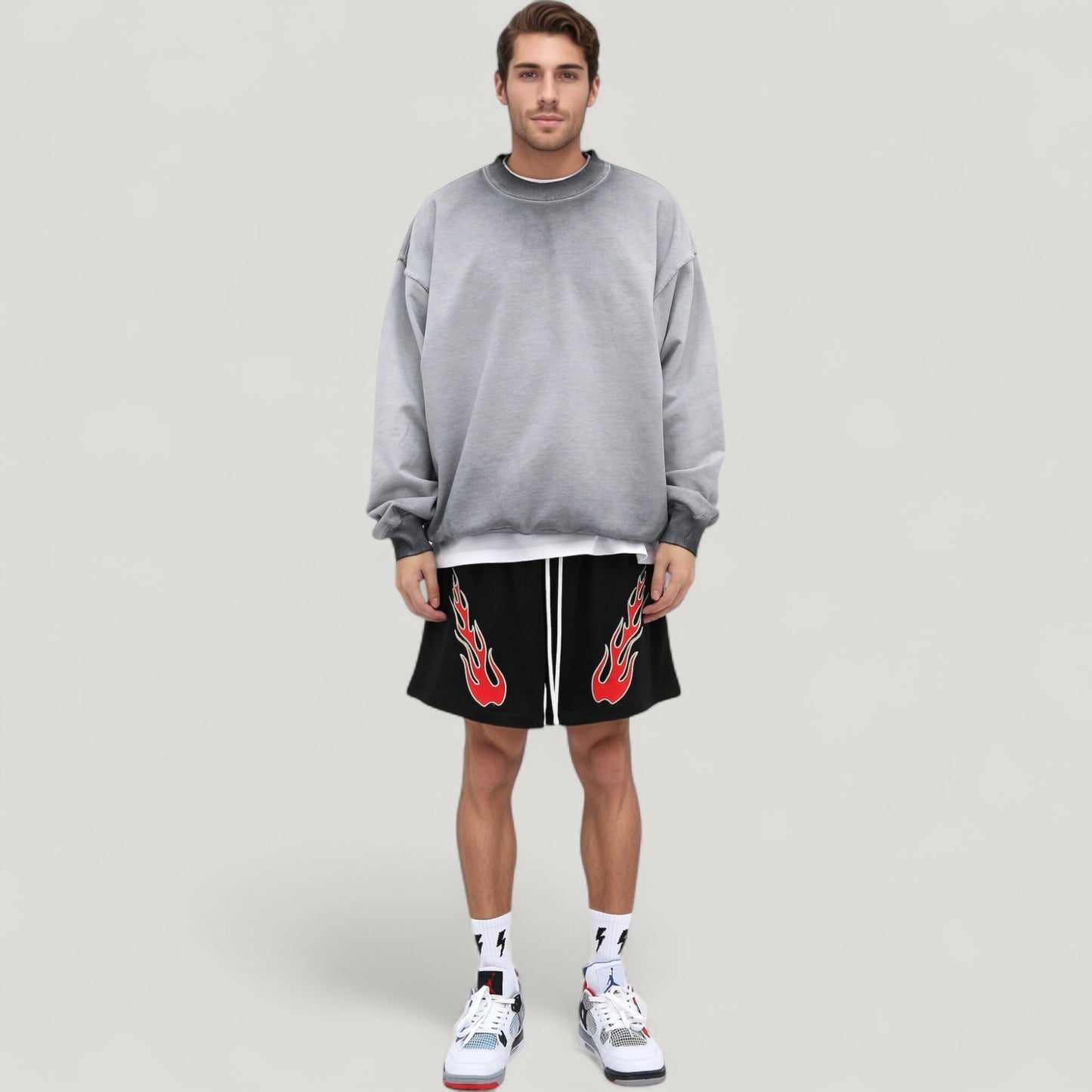 Anna-Kaci Active Men's Oversized Crew Neck Long Sleeve Sweatshirt with Dropped Shoulders and Relaxed Fit