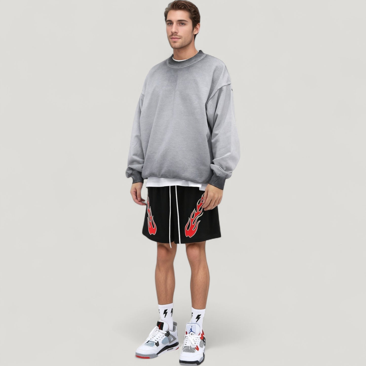 Anna-Kaci Active Men's Oversized Crew Neck Long Sleeve Sweatshirt with Dropped Shoulders and Relaxed Fit