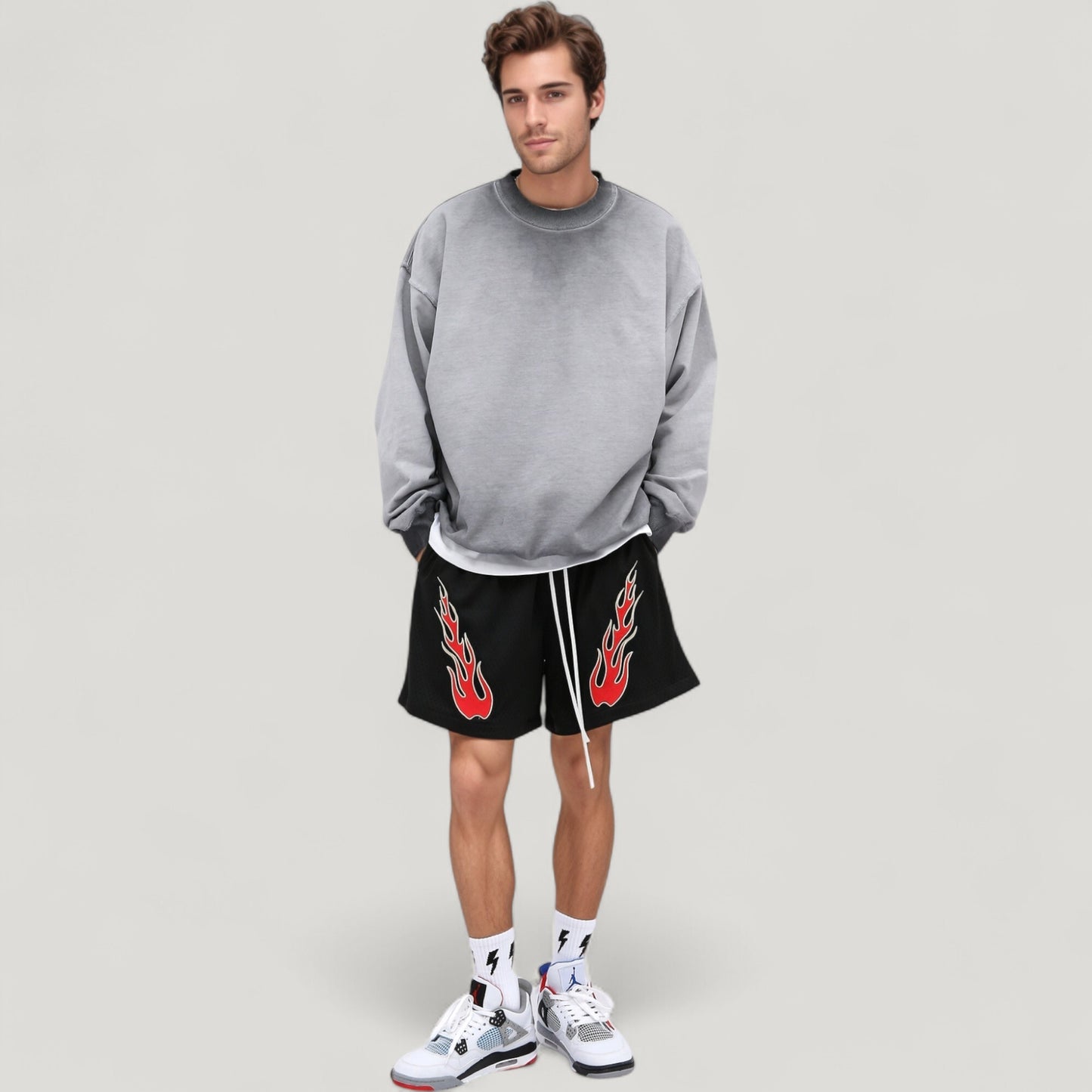 Anna-Kaci Active Men's Oversized Crew Neck Long Sleeve Sweatshirt with Dropped Shoulders and Relaxed Fit