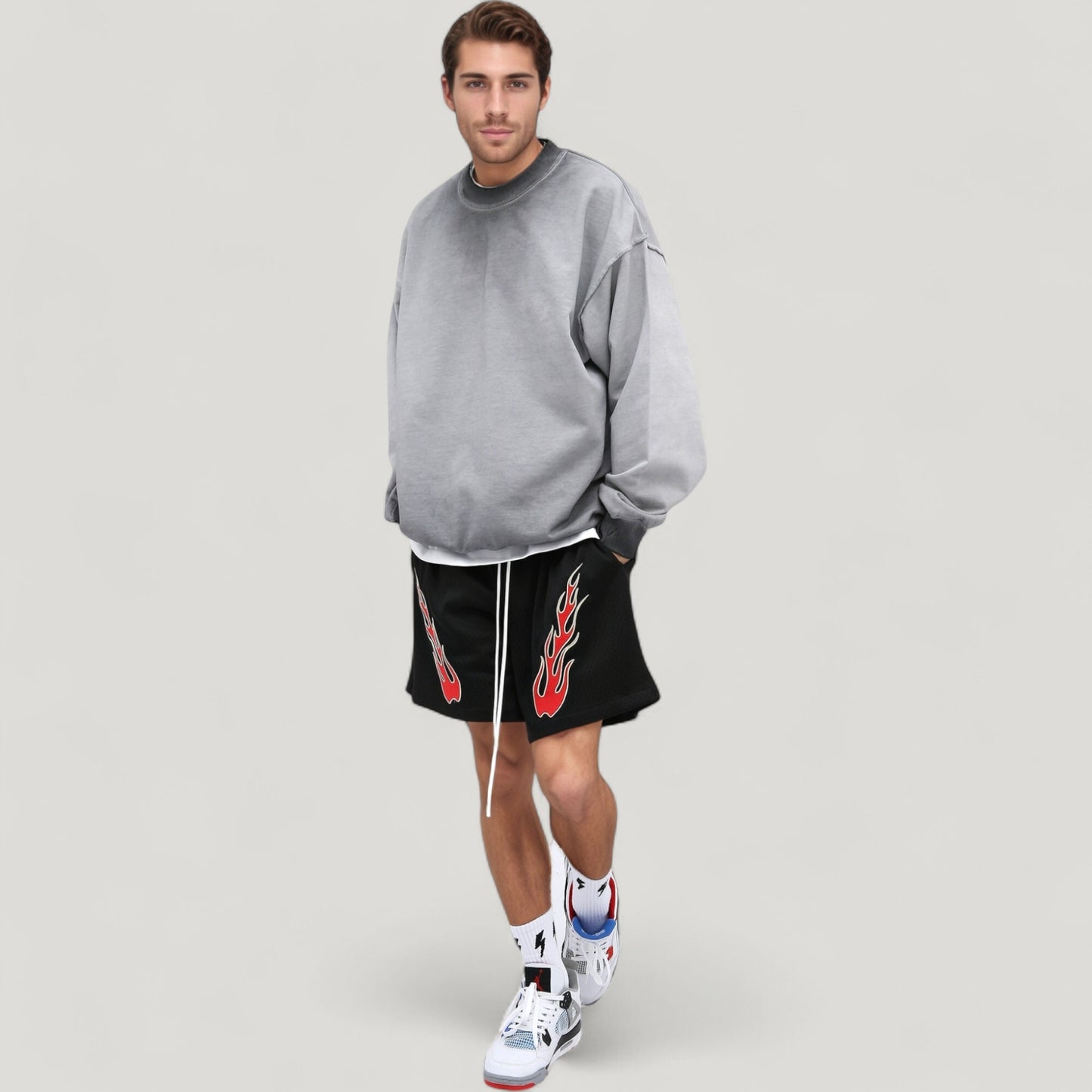 Anna-Kaci Active Men's Oversized Crew Neck Long Sleeve Sweatshirt with Dropped Shoulders and Relaxed Fit