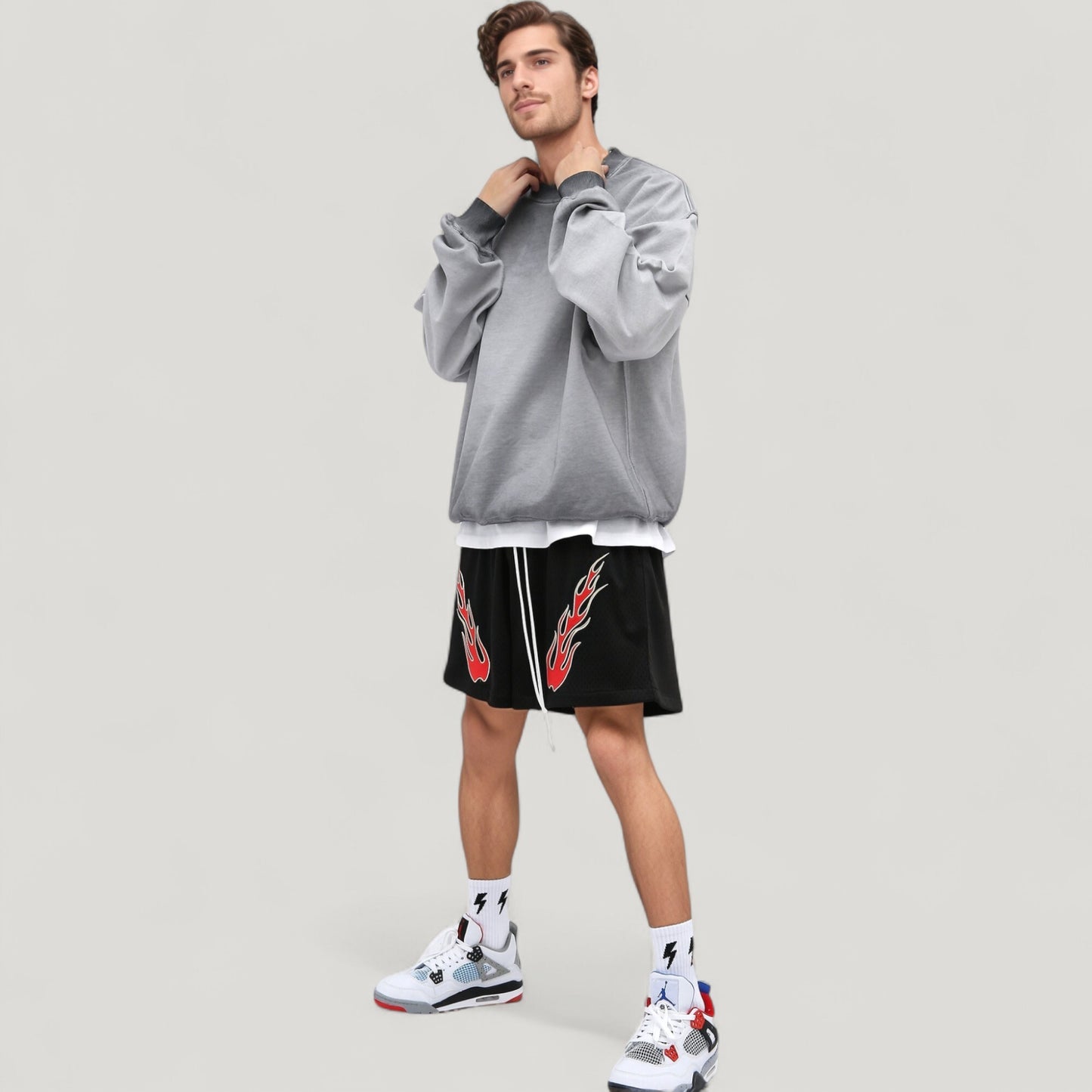 Anna-Kaci Active Men's Oversized Crew Neck Long Sleeve Sweatshirt with Dropped Shoulders and Relaxed Fit
