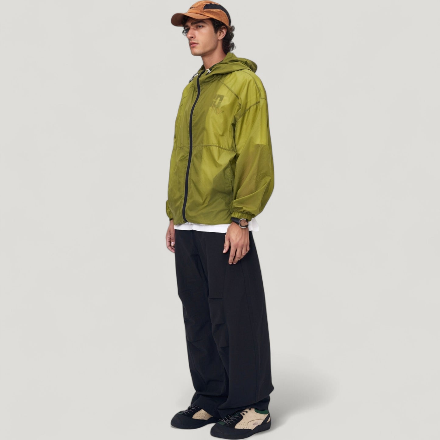 Anna-Kaci Active Men's Lightweight Hooded Zip-Up Windbreaker Jacket with Elastic Cuffs