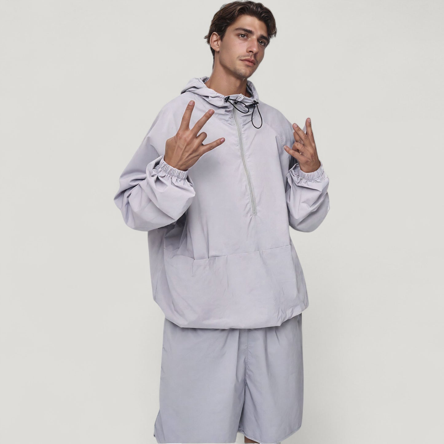 Anna-Kaci Active Men's Lightweight Hooded Sun Protection Pullover with Half Zip and Relaxed Fit