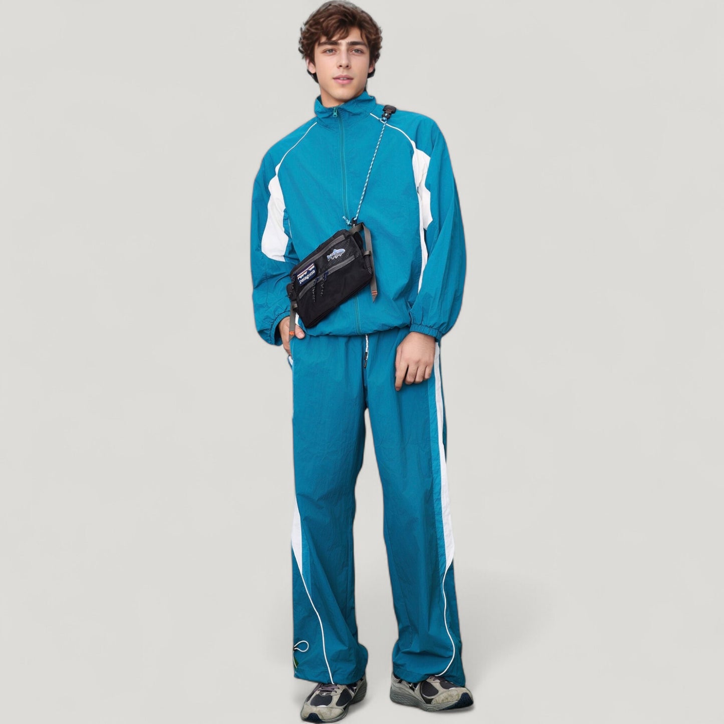Anna-Kaci Active Men's Full Zip Colorblock Track Jacket with Elastic Hem and Stand Collar