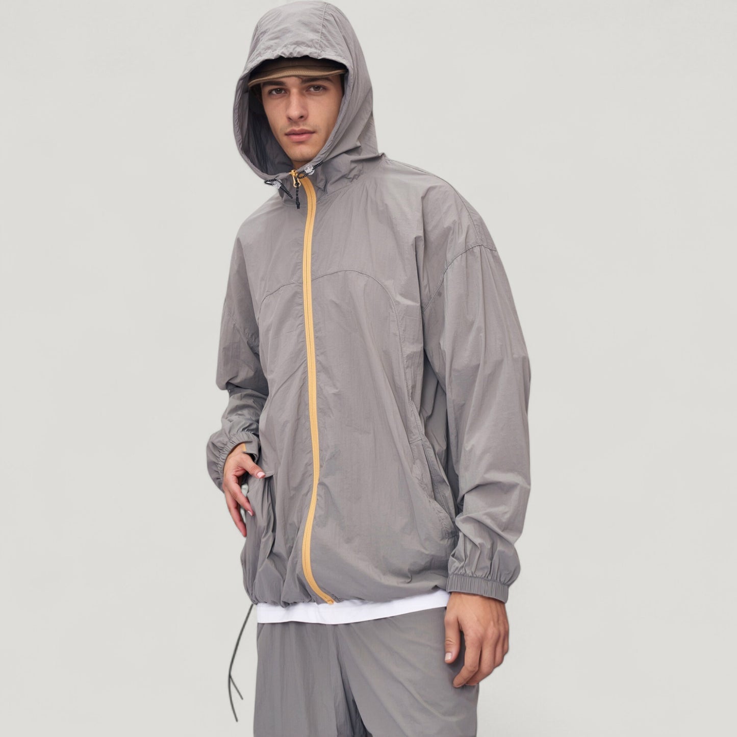 Anna-Kaci Active Men's Lightweight Full Zip Hooded Sun Protection Jacket with Adjustable Drawstring and Relaxed Fit