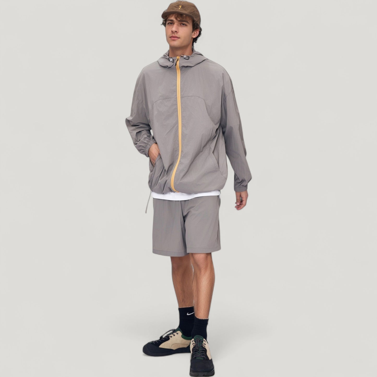 Anna-Kaci Active Men's Lightweight Full Zip Hooded Sun Protection Jacket with Adjustable Drawstring and Relaxed Fit