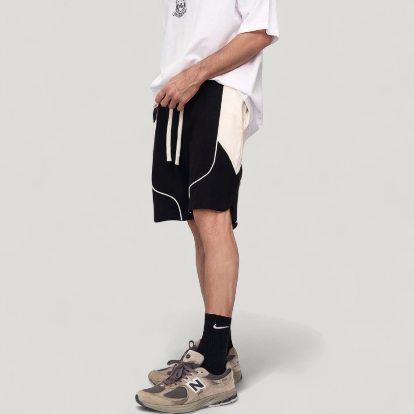 Anna-Kaci Active Men's Colorblock Drawstring Waist Relaxed Fit Casual Shorts with Side Pockets