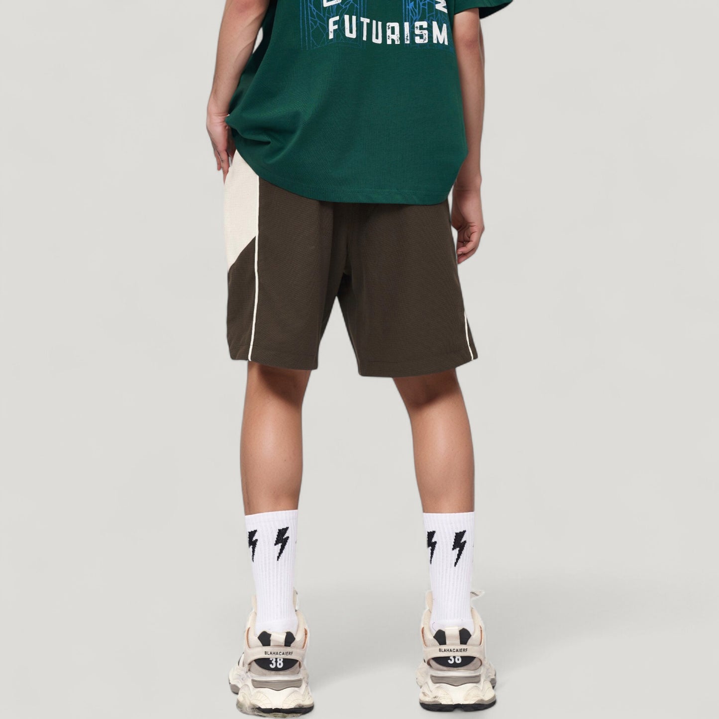 Anna-Kaci Active Men's Colorblock Drawstring Waist Relaxed Fit Casual Shorts with Side Pockets