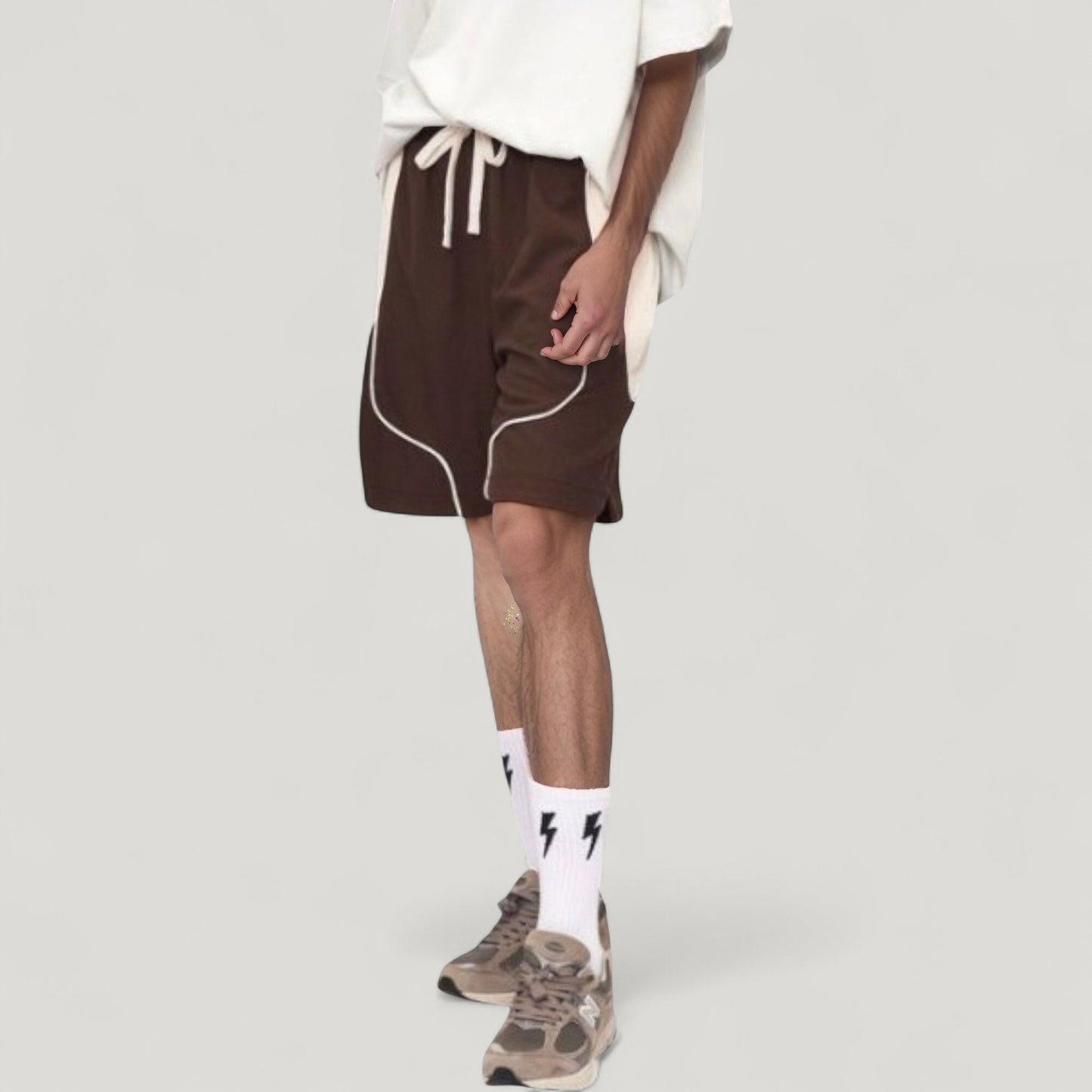 Anna-Kaci Active Men's Colorblock Drawstring Waist Relaxed Fit Casual Shorts with Side Pockets