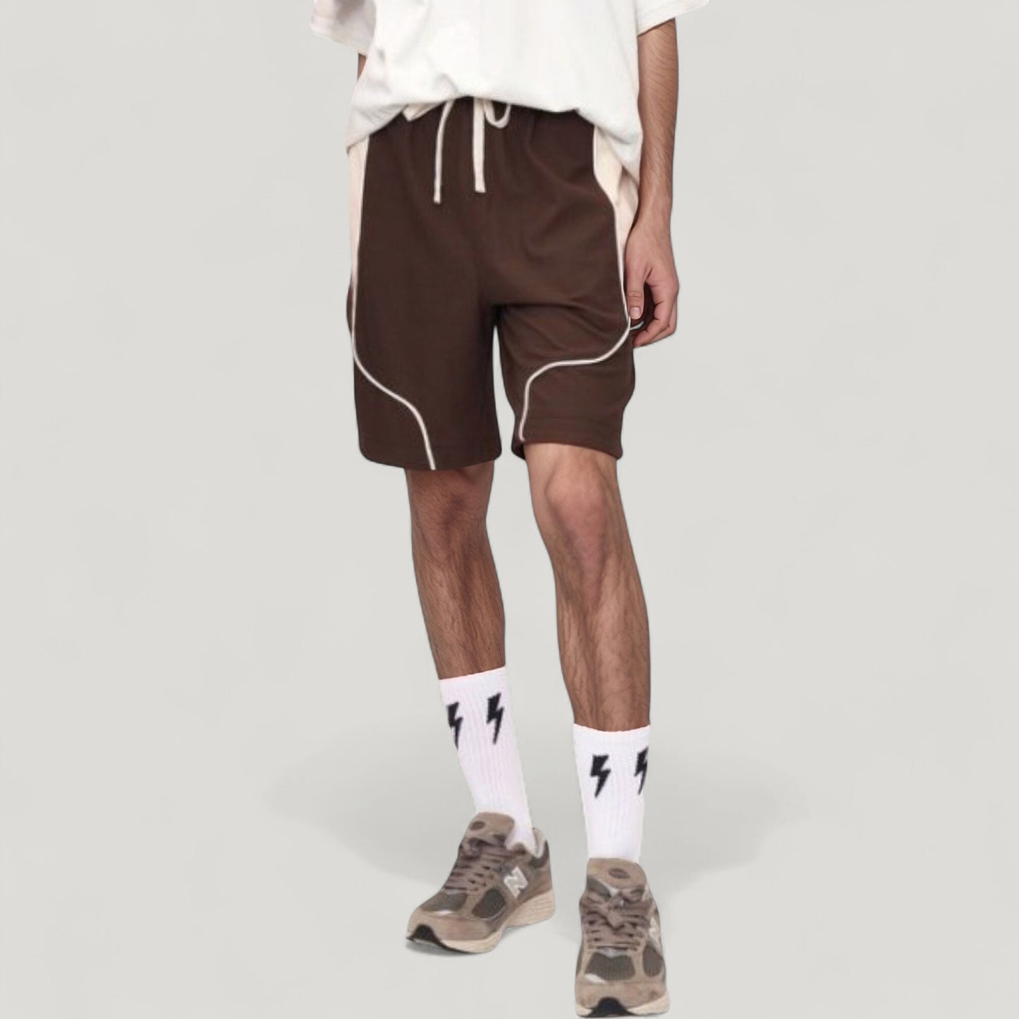 Anna-Kaci Active Men's Colorblock Drawstring Waist Relaxed Fit Casual Shorts with Side Pockets