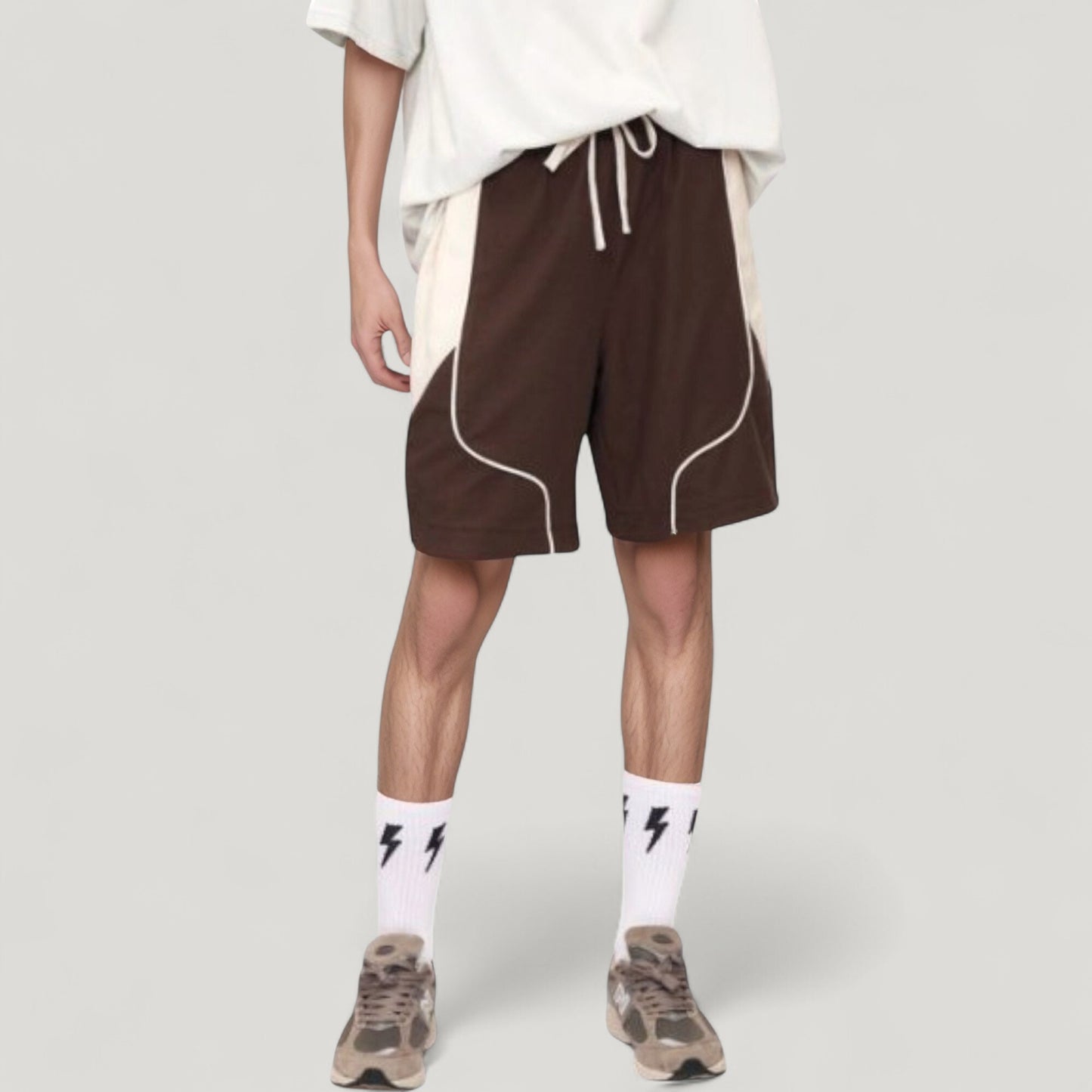 Anna-Kaci Active Men's Colorblock Drawstring Waist Relaxed Fit Casual Shorts with Side Pockets