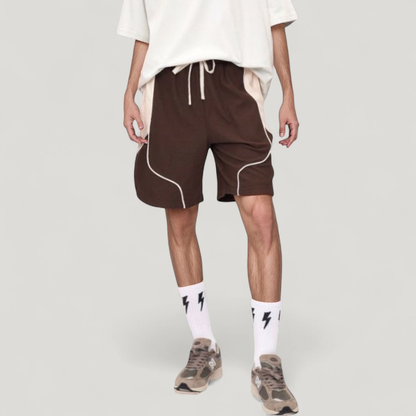 Anna-Kaci Active Men's Colorblock Drawstring Waist Relaxed Fit Casual Shorts with Side Pockets