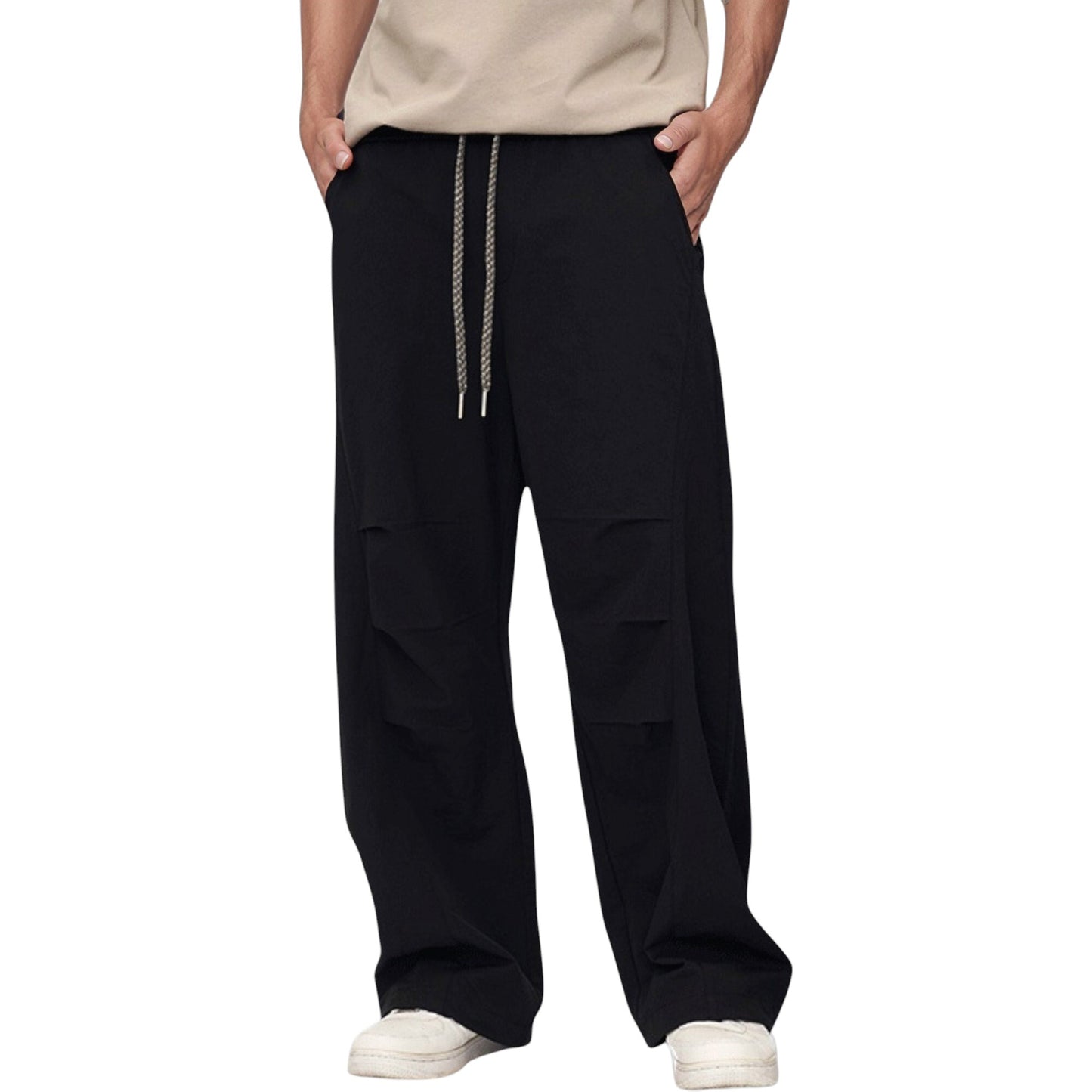 Anna-Kaci Active Men's Wide Leg Relaxed Fit Drawstring Waist Casual Sweatpants