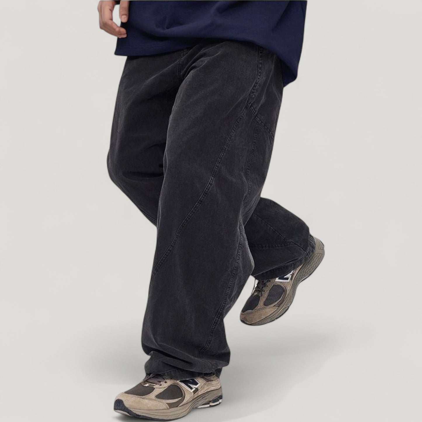 Anna-Kaci Active Men's Wide Leg Relaxed Fit Pants with Classic Five-Pocket Design