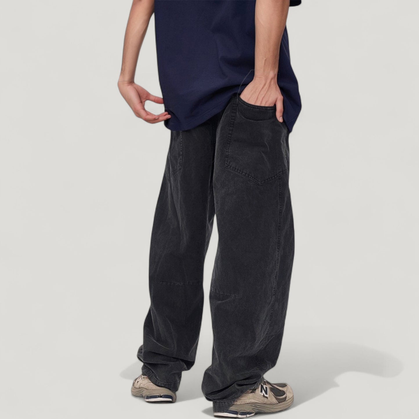 Anna-Kaci Active Men's Wide Leg Relaxed Fit Pants with Classic Five-Pocket Design