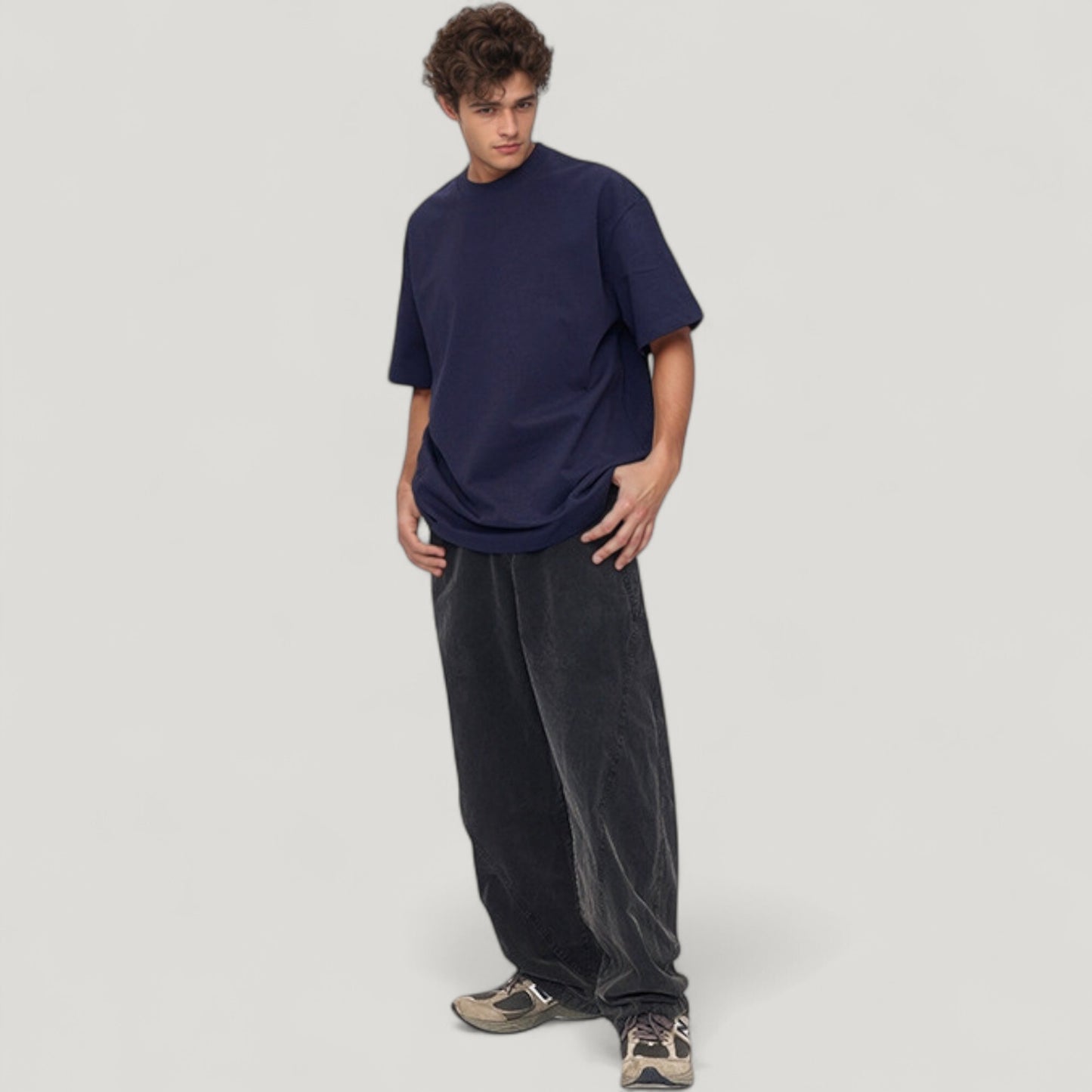 Anna-Kaci Active Men's Wide Leg Relaxed Fit Pants with Classic Five-Pocket Design