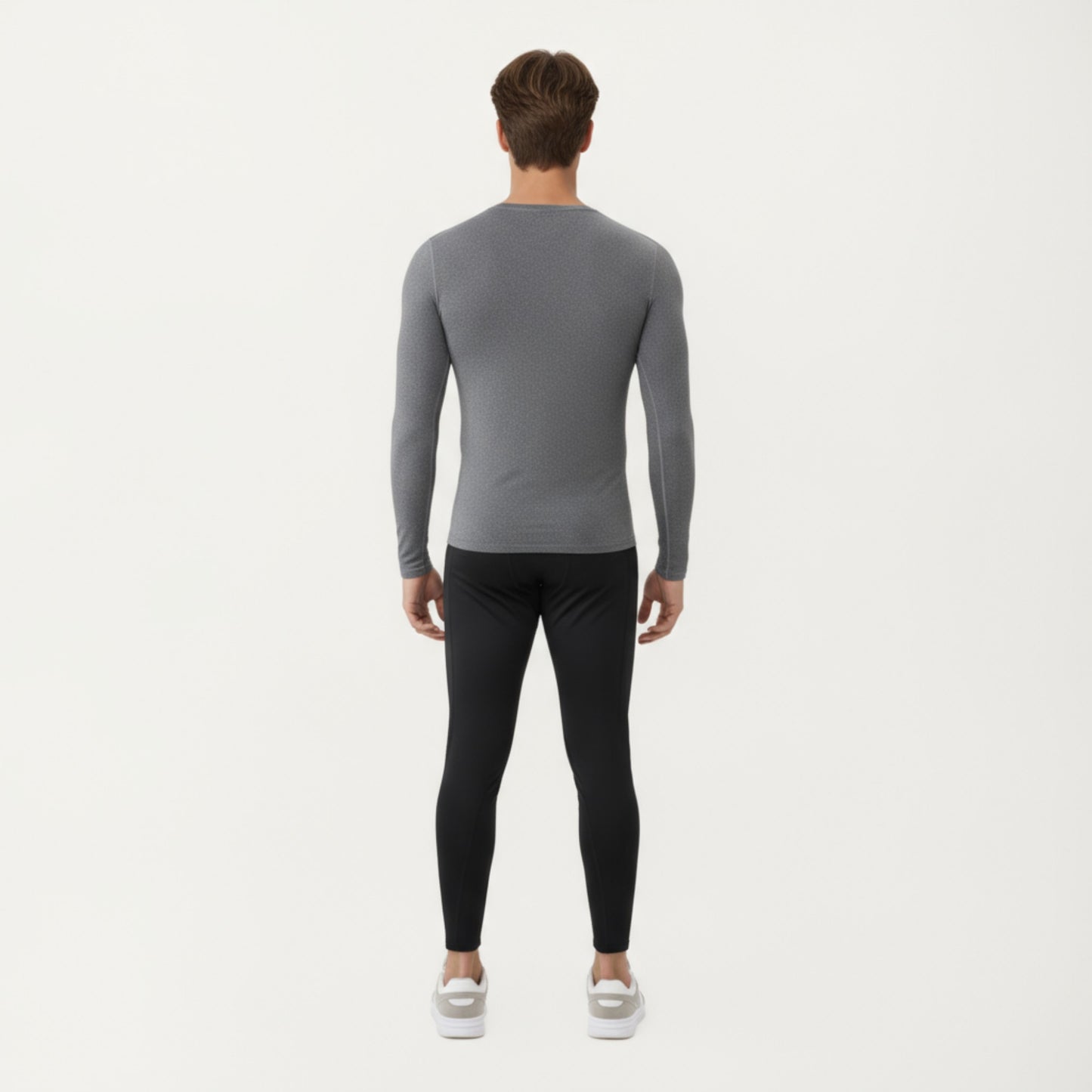 Anna-Kaci Men's Long Sleeve Compression Athletic Shirt with Stretch Fabric and V-Neck Design