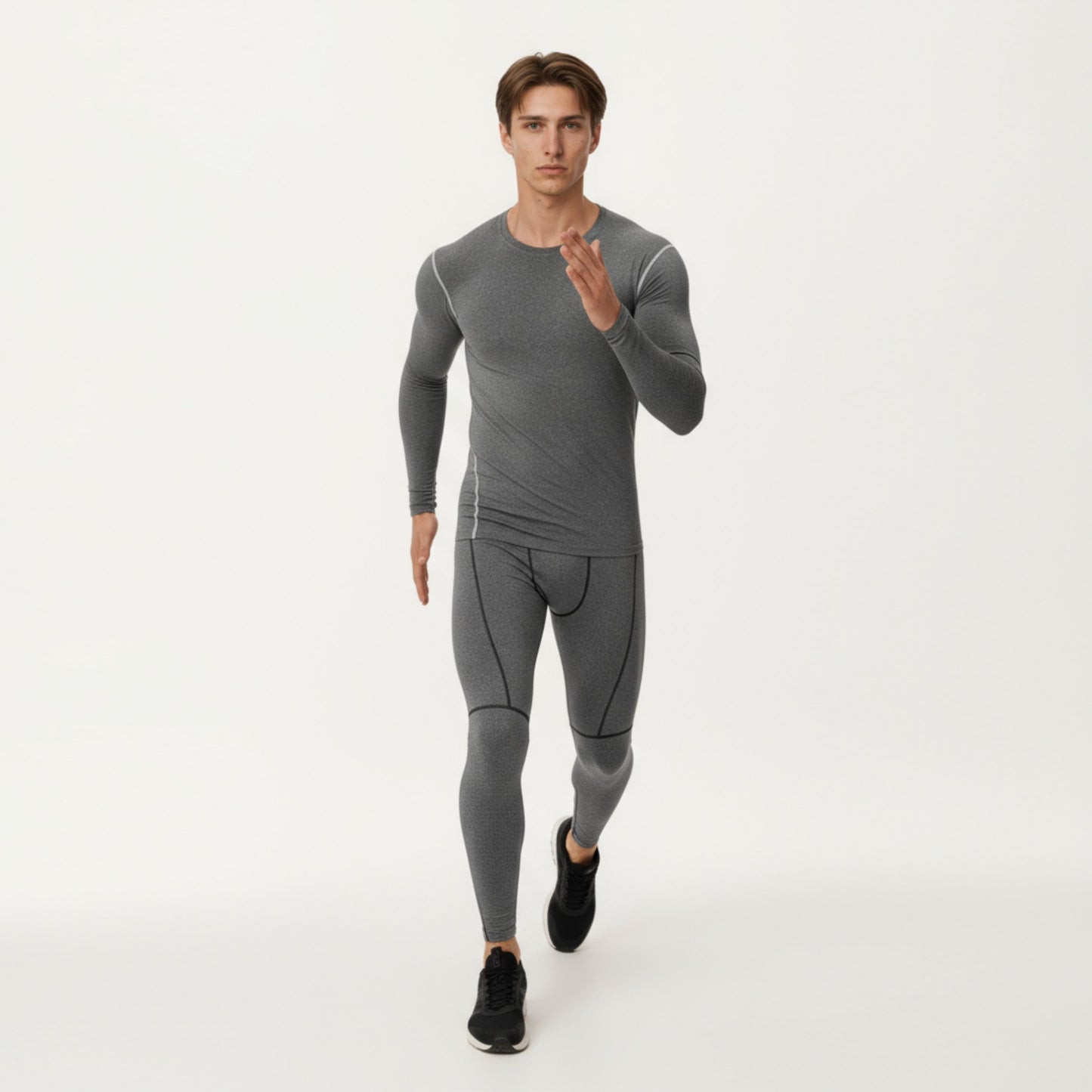 Anna-Kaci Men's Long Sleeve Compression Base Layer Top with Stretch Fit and Moisture-Wicking Fabric