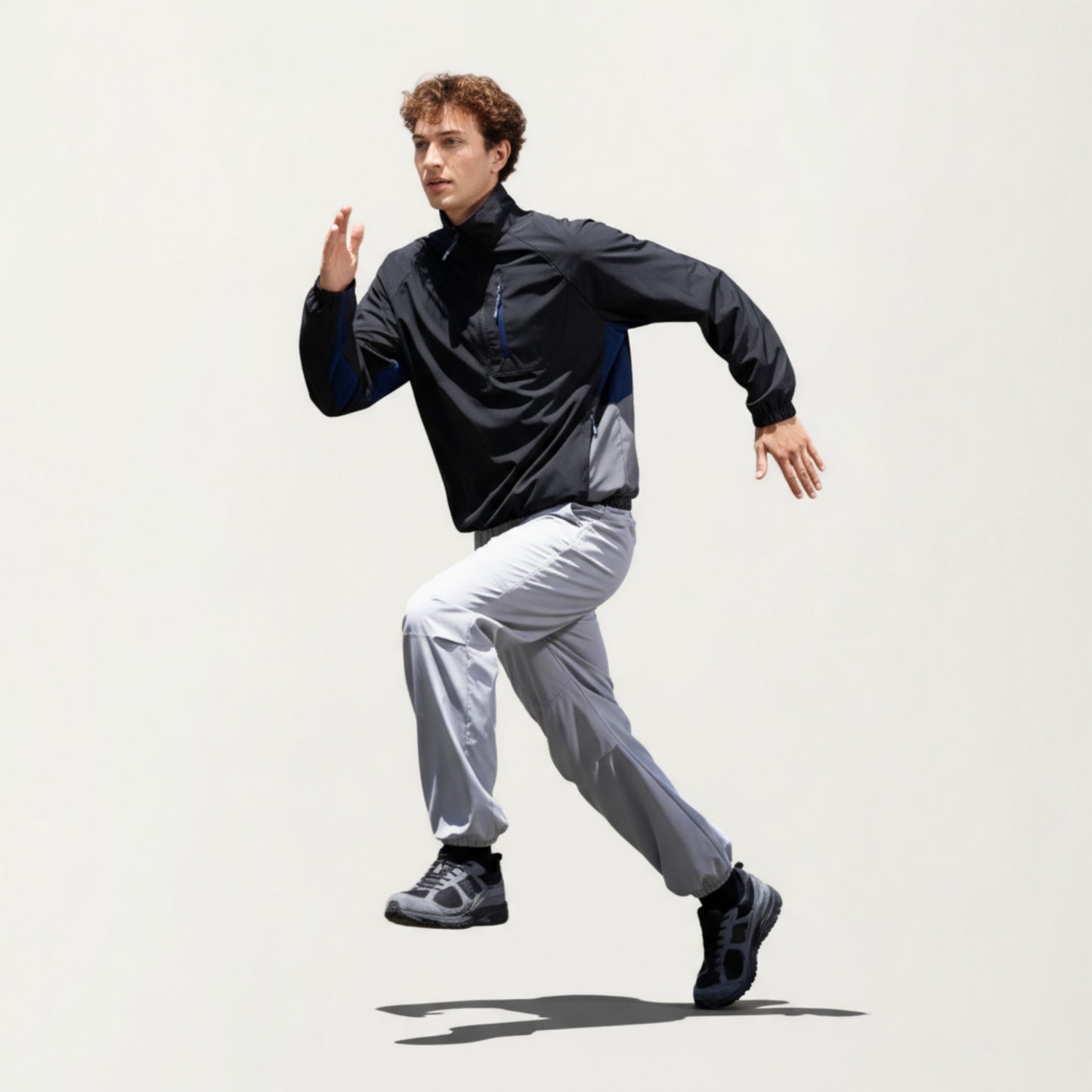 Anna-Kaci Men's Long Sleeve Quarter Zip Windbreaker Pullover with Elastic Cuffs and Zipper Chest Pocket