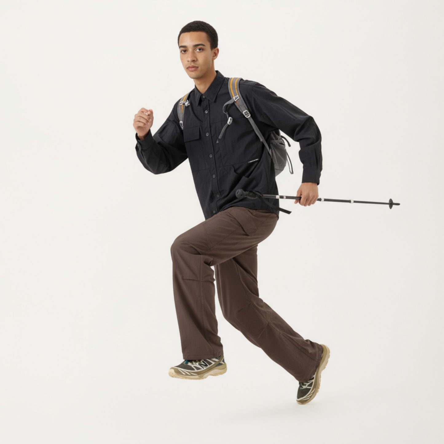 Anna-Kaci Men's Long Sleeve Button-Up Utility Shirt with Chest Pocket and Structured Stitch Detailing