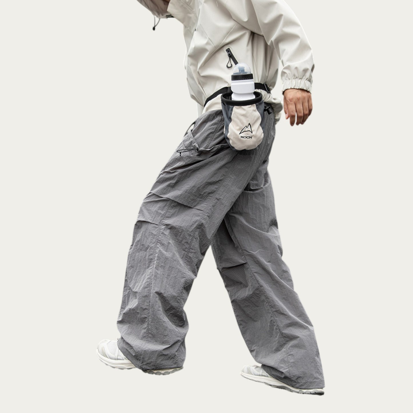 Anna-Kaci Men's Oversized Cargo Pants with Adjustable Drawstring Hem and Multi-Pocket Design