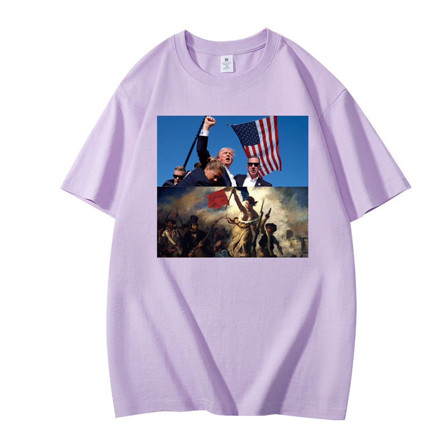 Graphic T-Shirt with Dual Historical and Patriotic Flag Print