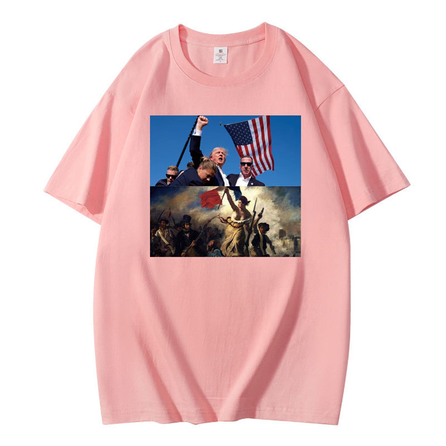 Graphic T-Shirt with Dual Historical and Patriotic Flag Print