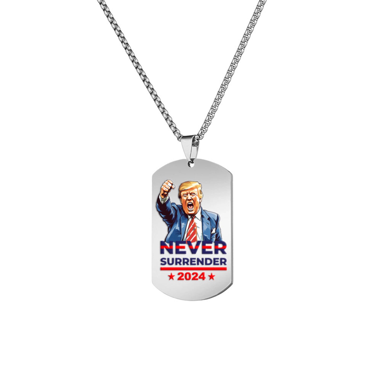 Alilang Trump 2024 Tag Necklace Shooting Makes Me Stronger Stainless Steel Chain