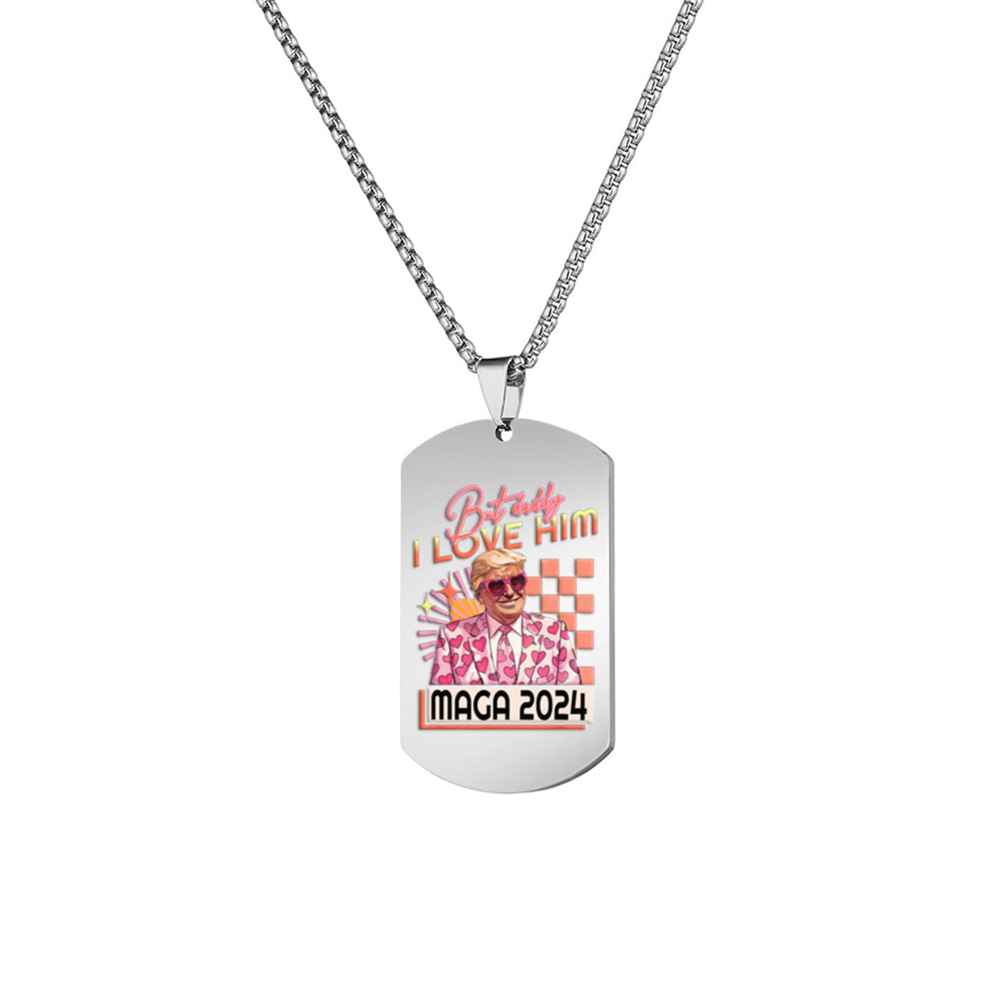 Alilang Trump 2024 Tag Necklace Shooting Makes Me Stronger Stainless Steel Chain