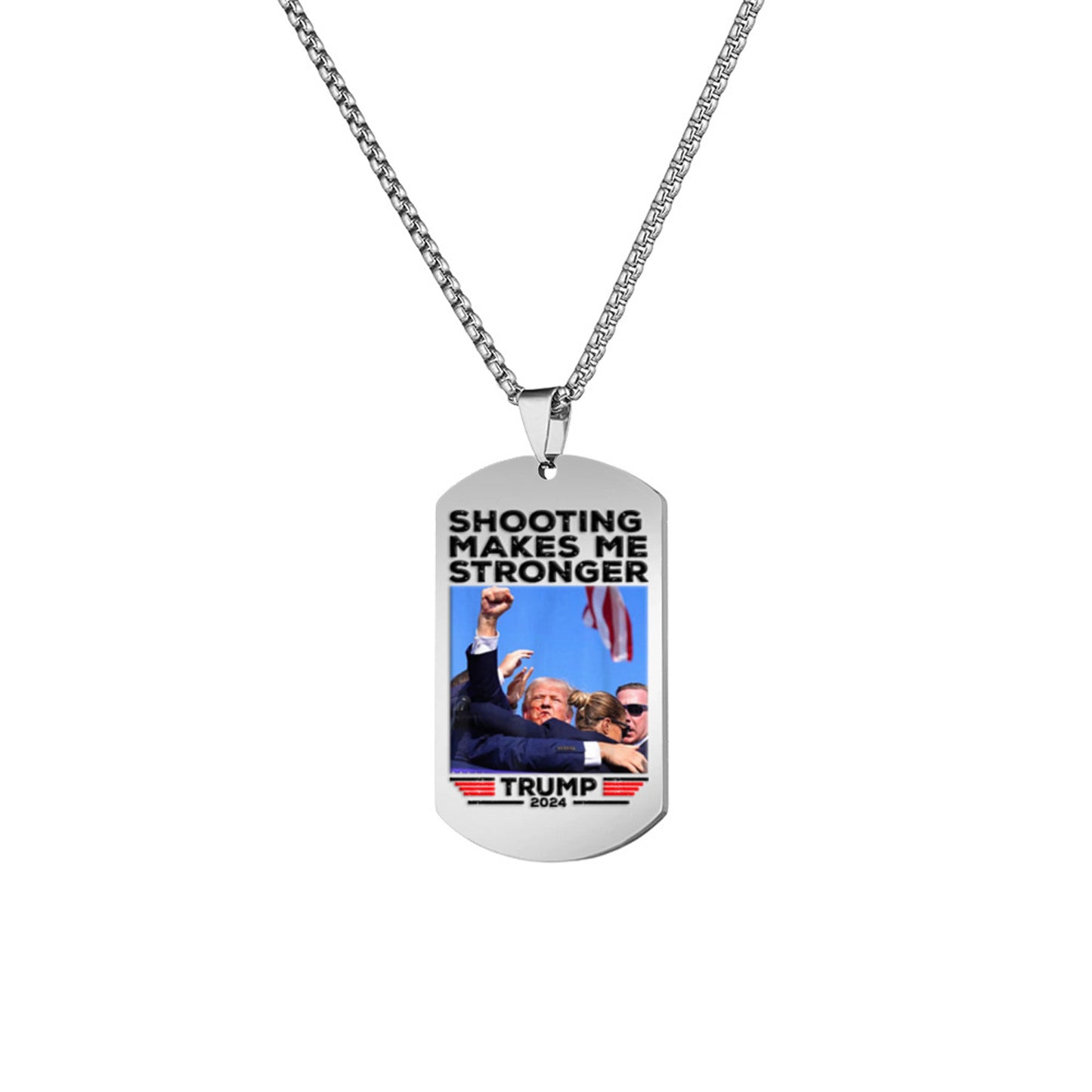 Alilang Trump 2024 Tag Necklace Shooting Makes Me Stronger Stainless Steel Chain