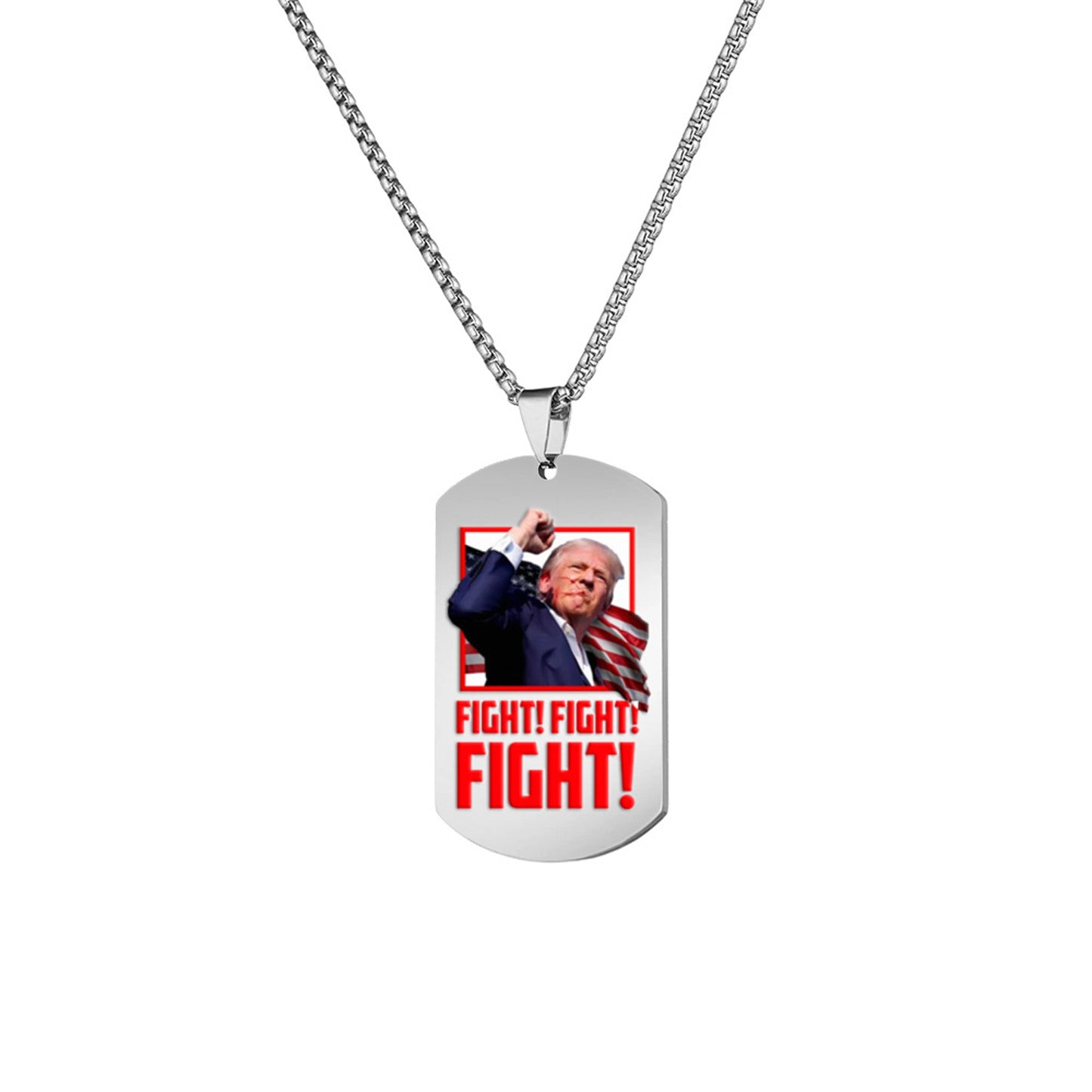 Alilang Trump 2024 Tag Necklace Shooting Makes Me Stronger Stainless Steel Chain