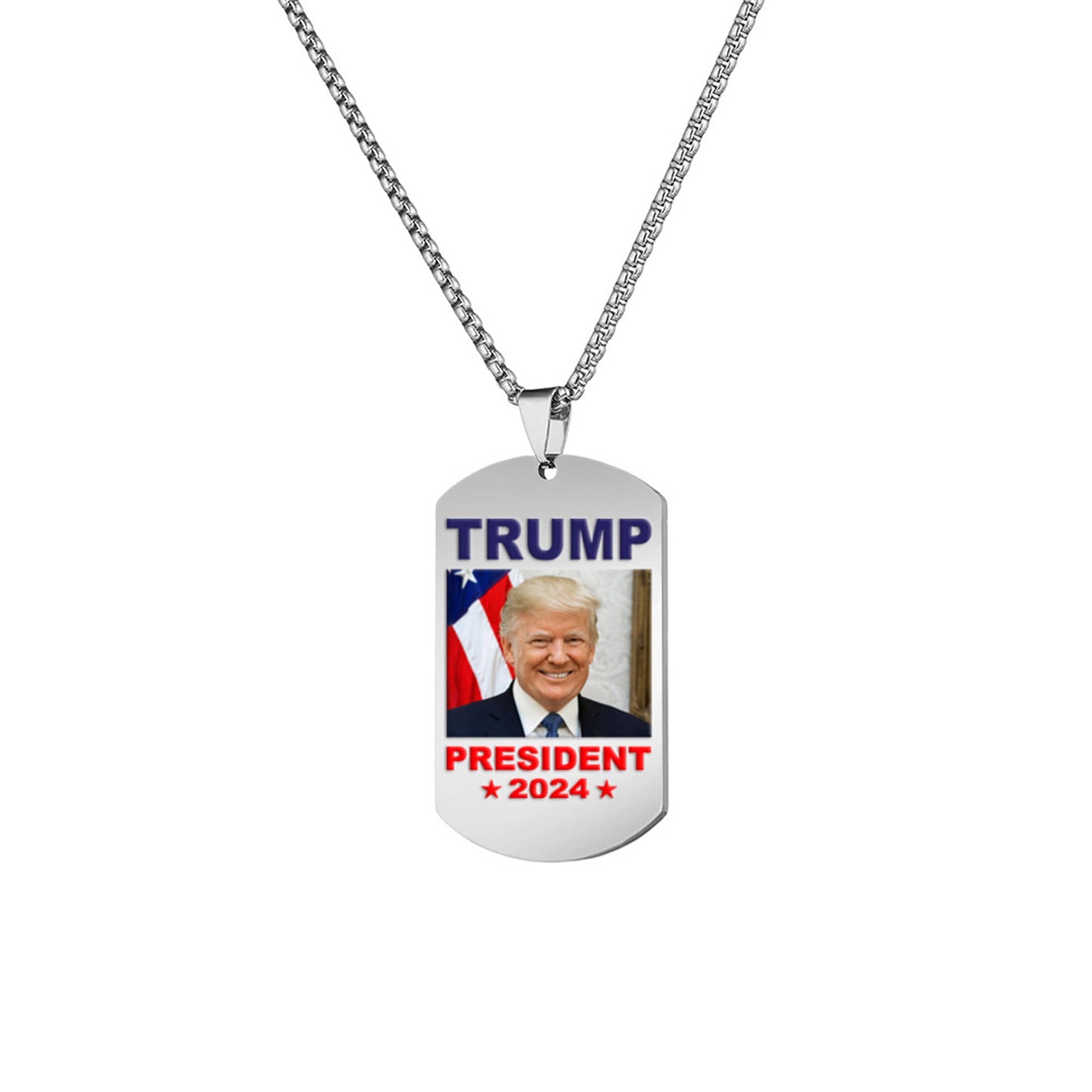 Alilang Trump 2024 Tag Necklace Shooting Makes Me Stronger Stainless Steel Chain