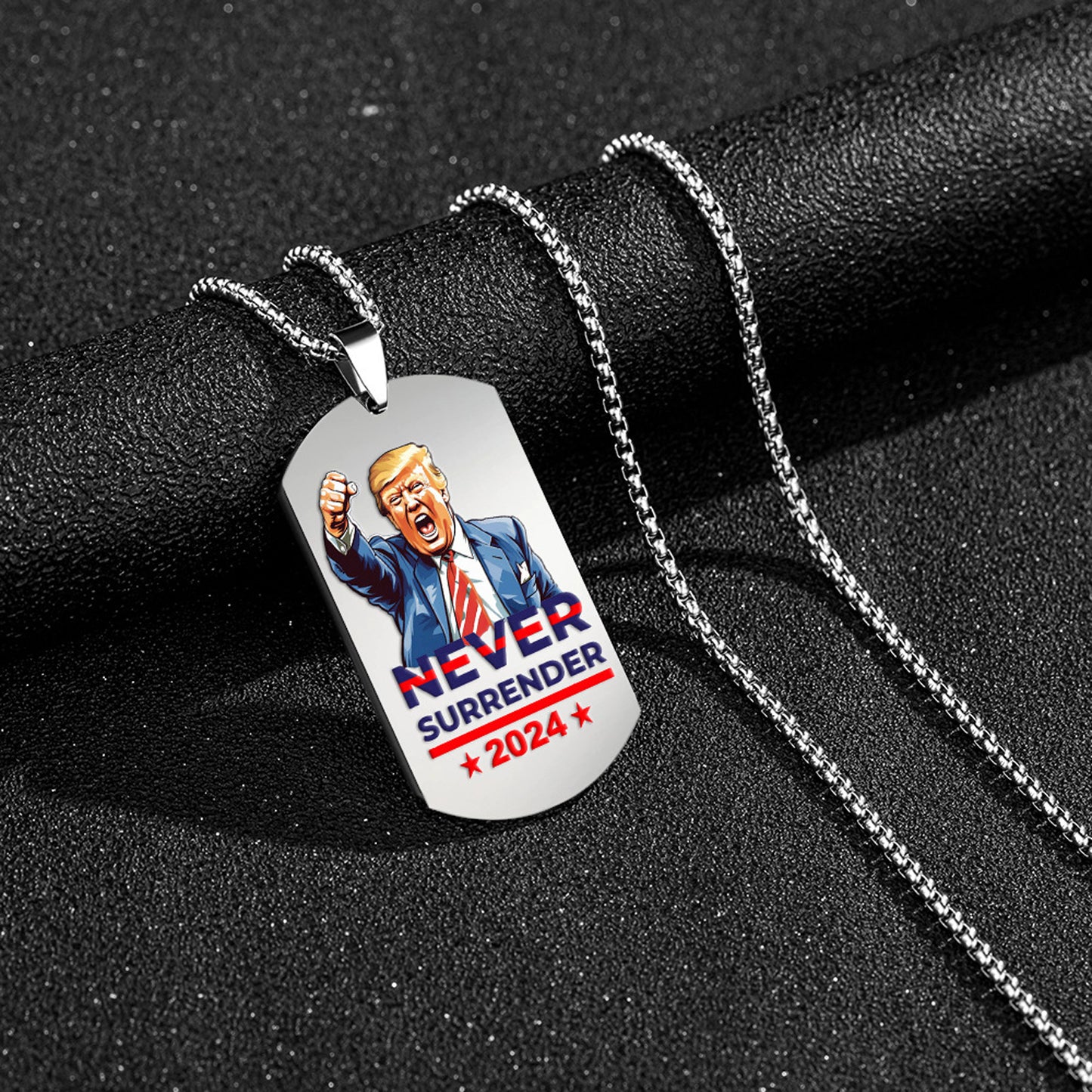 Alilang Trump 2024 Tag Necklace Shooting Makes Me Stronger Stainless Steel Chain