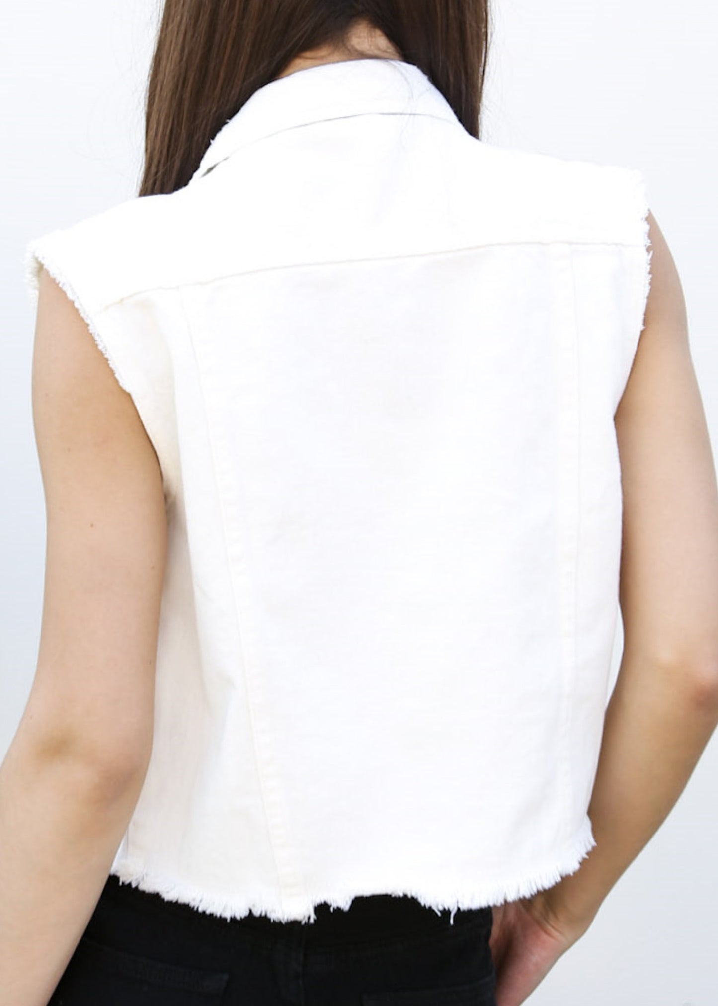 Cotton Denim Cropped Vest