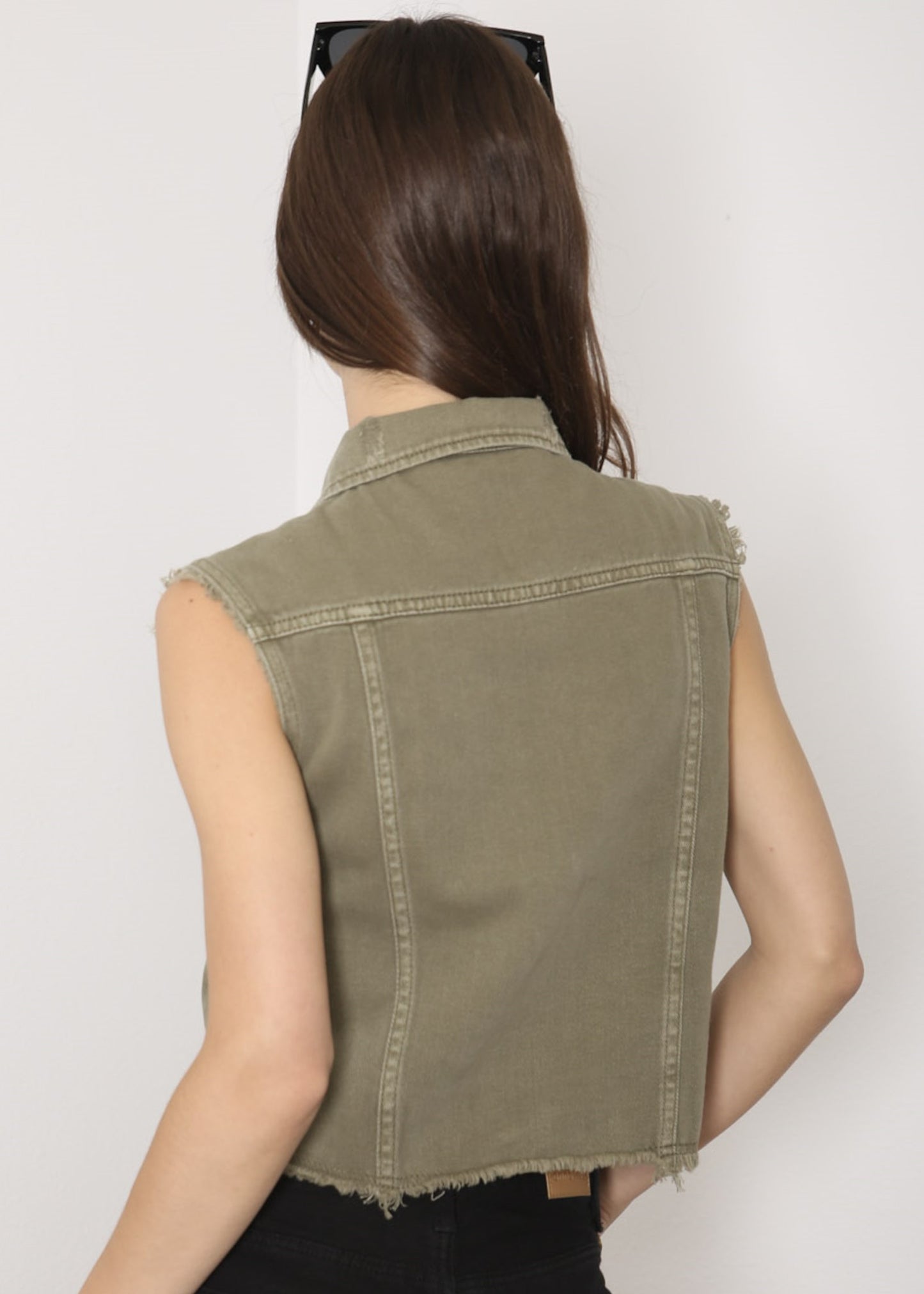 Cotton Denim Cropped Vest