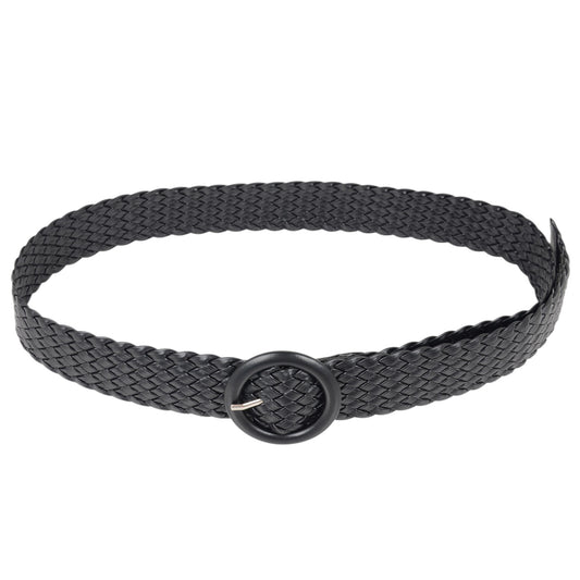 Anna-Kaci Sleek Woven Women's Belt with Plastic Buckle