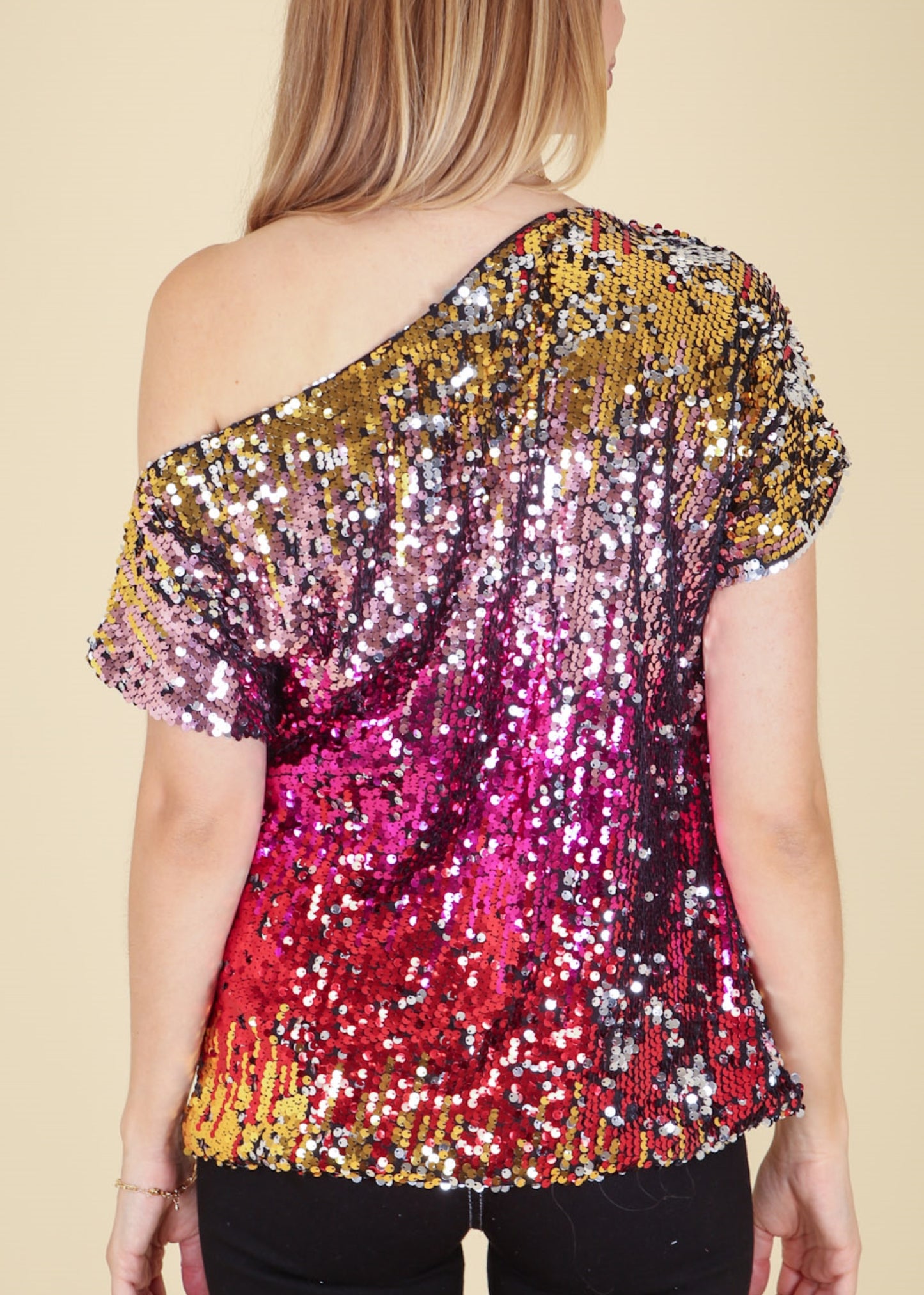 One Shoulder Sequin Top