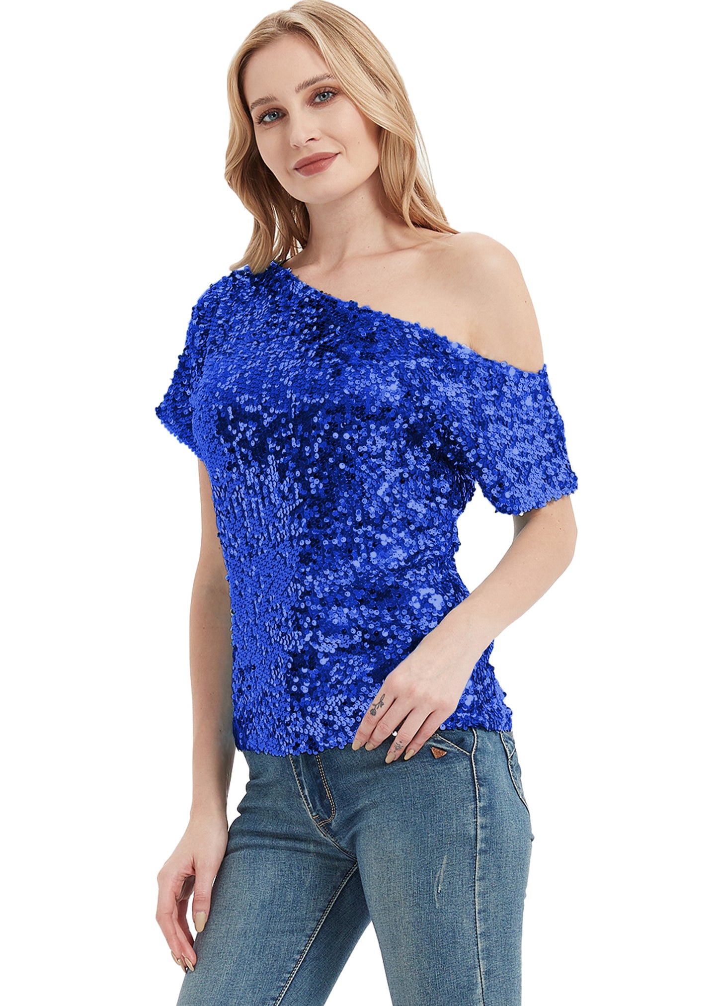 One Shoulder Sequin Top