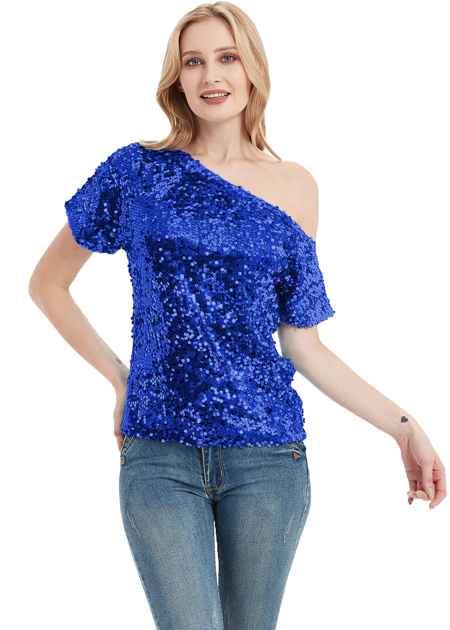 One Shoulder Sequin Top