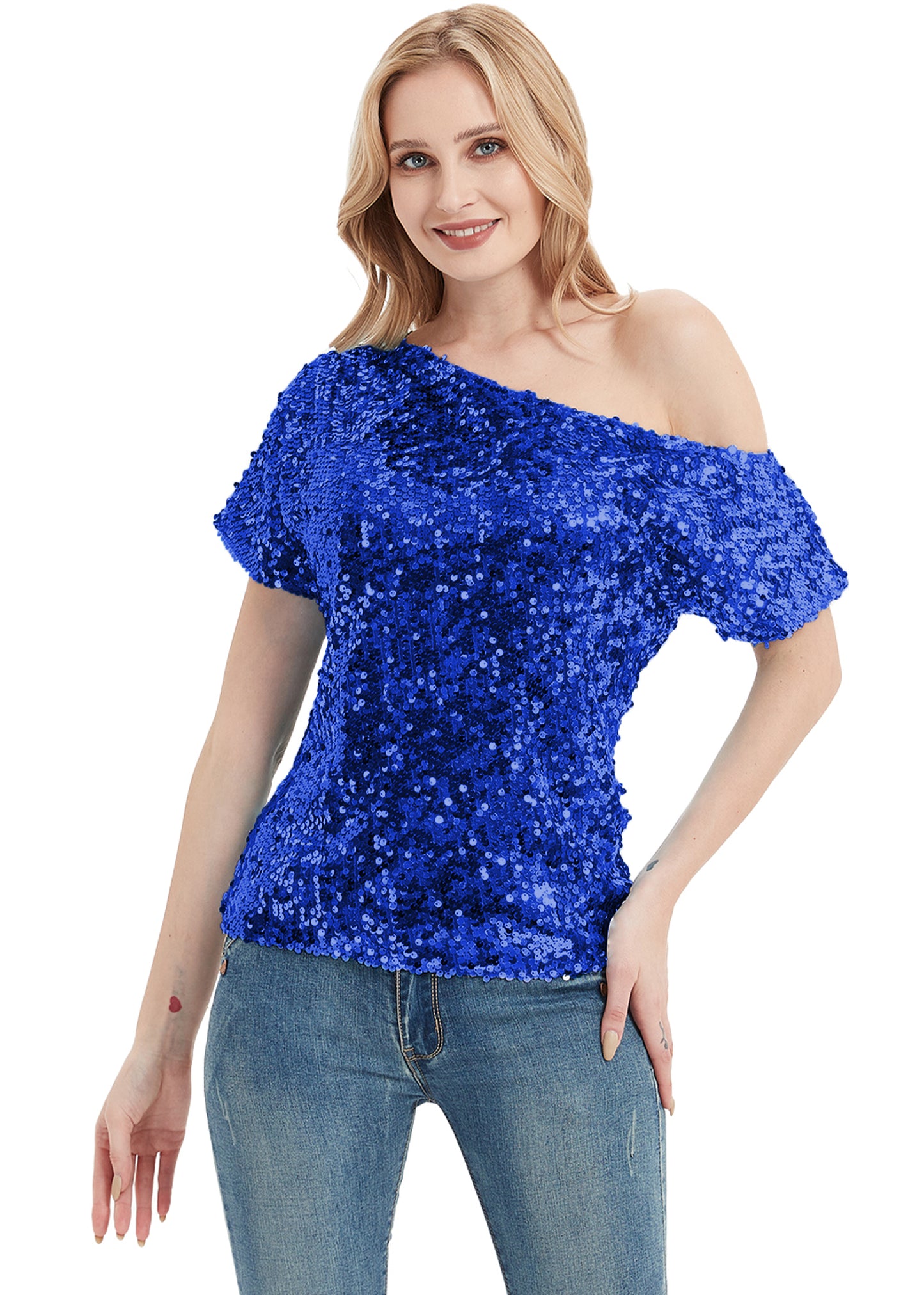 One Shoulder Sequin Top