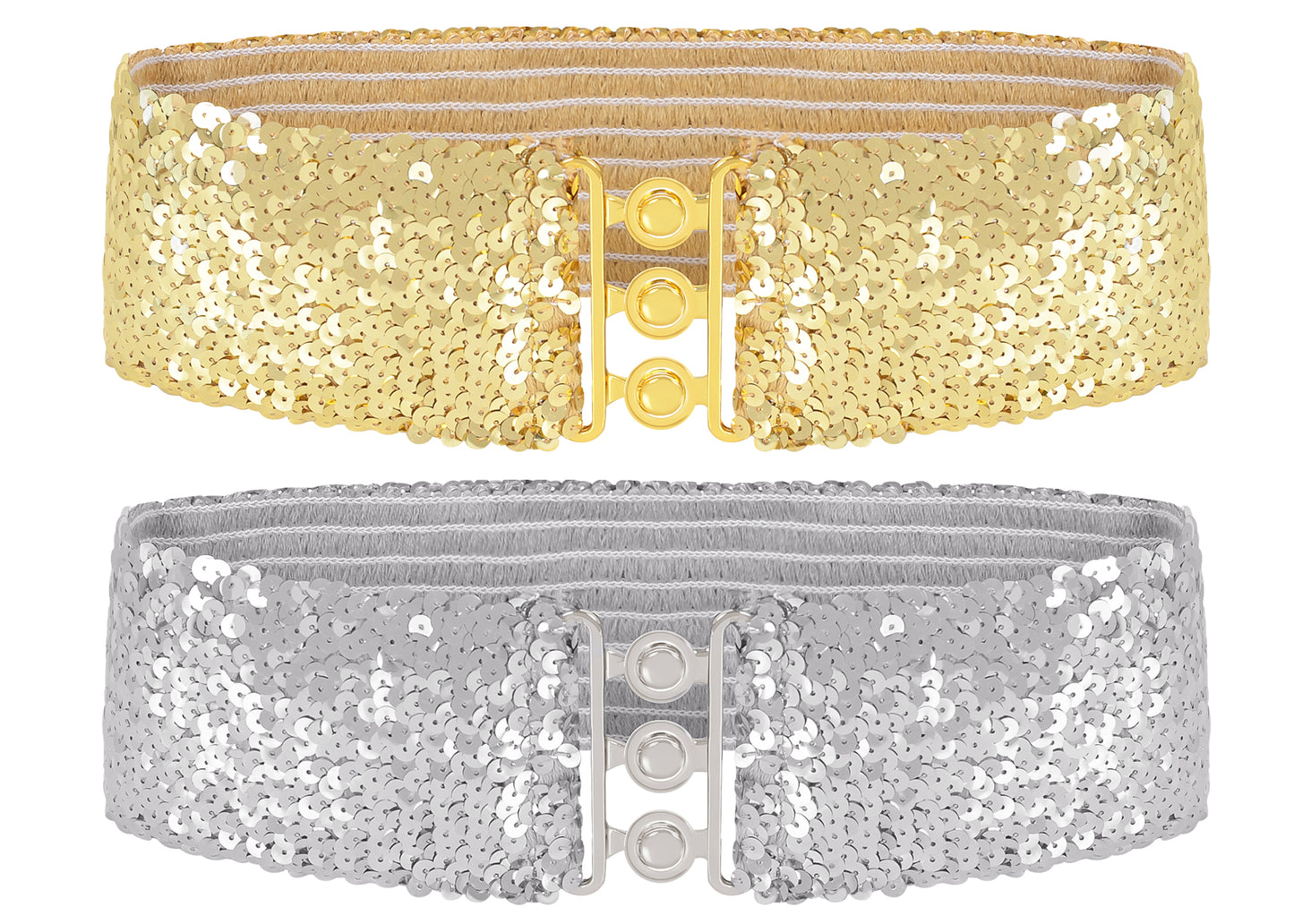 Sparkly Sequin Wide-Stretch Elastic Belt