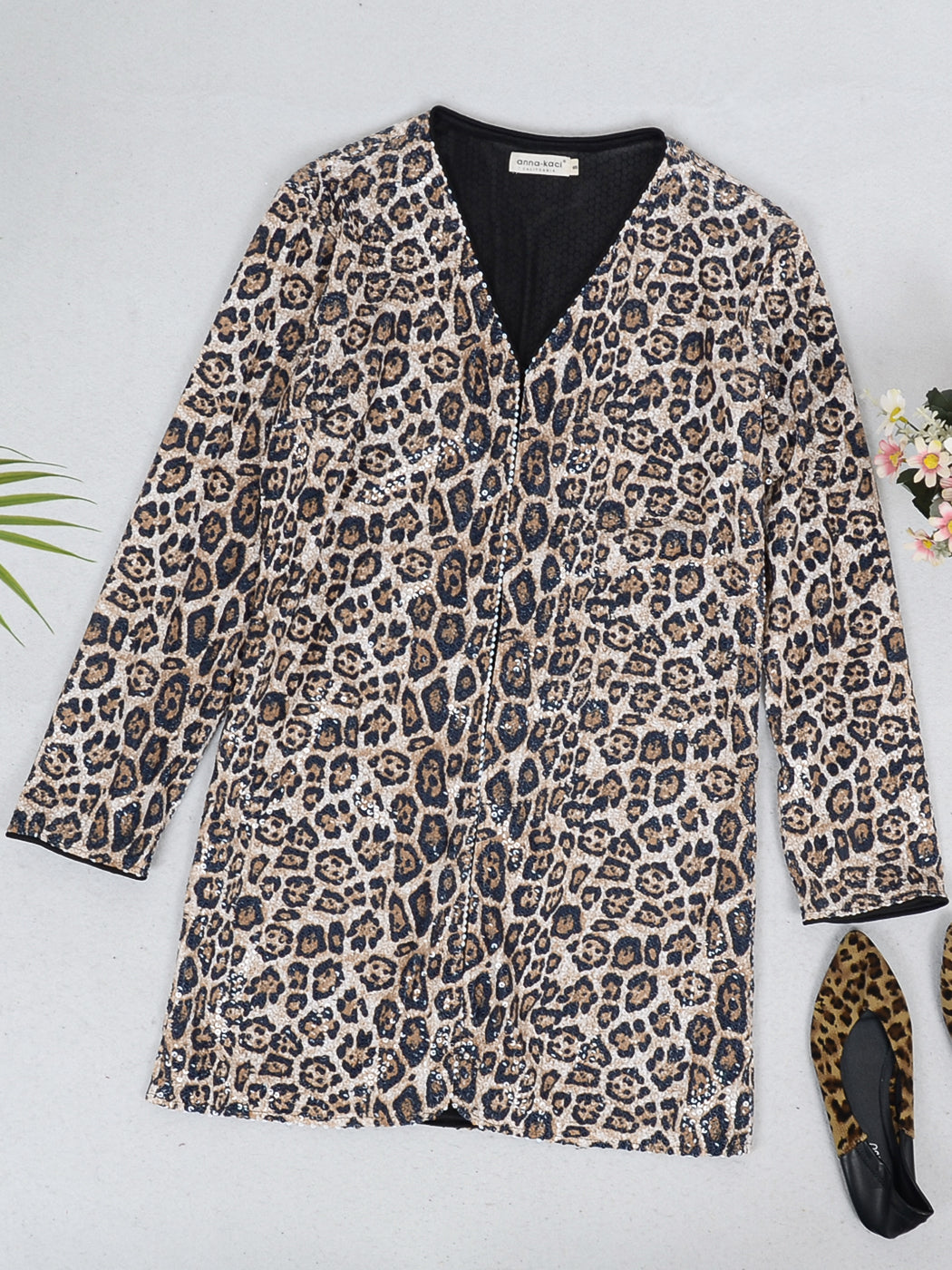 Sequin Open Front Cocktail Outerwear Jacket