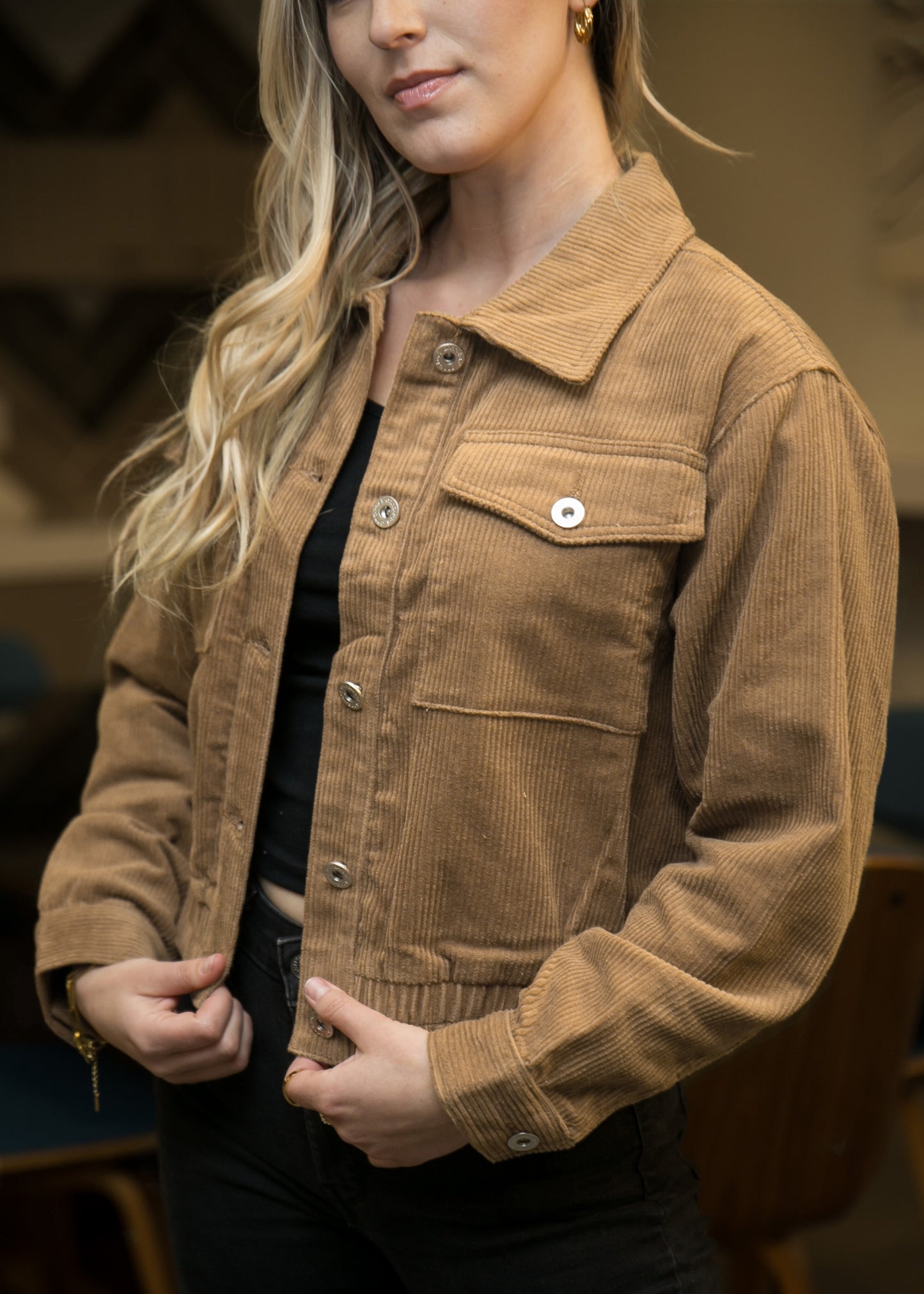 Corduroy Collared Button Down Jacket