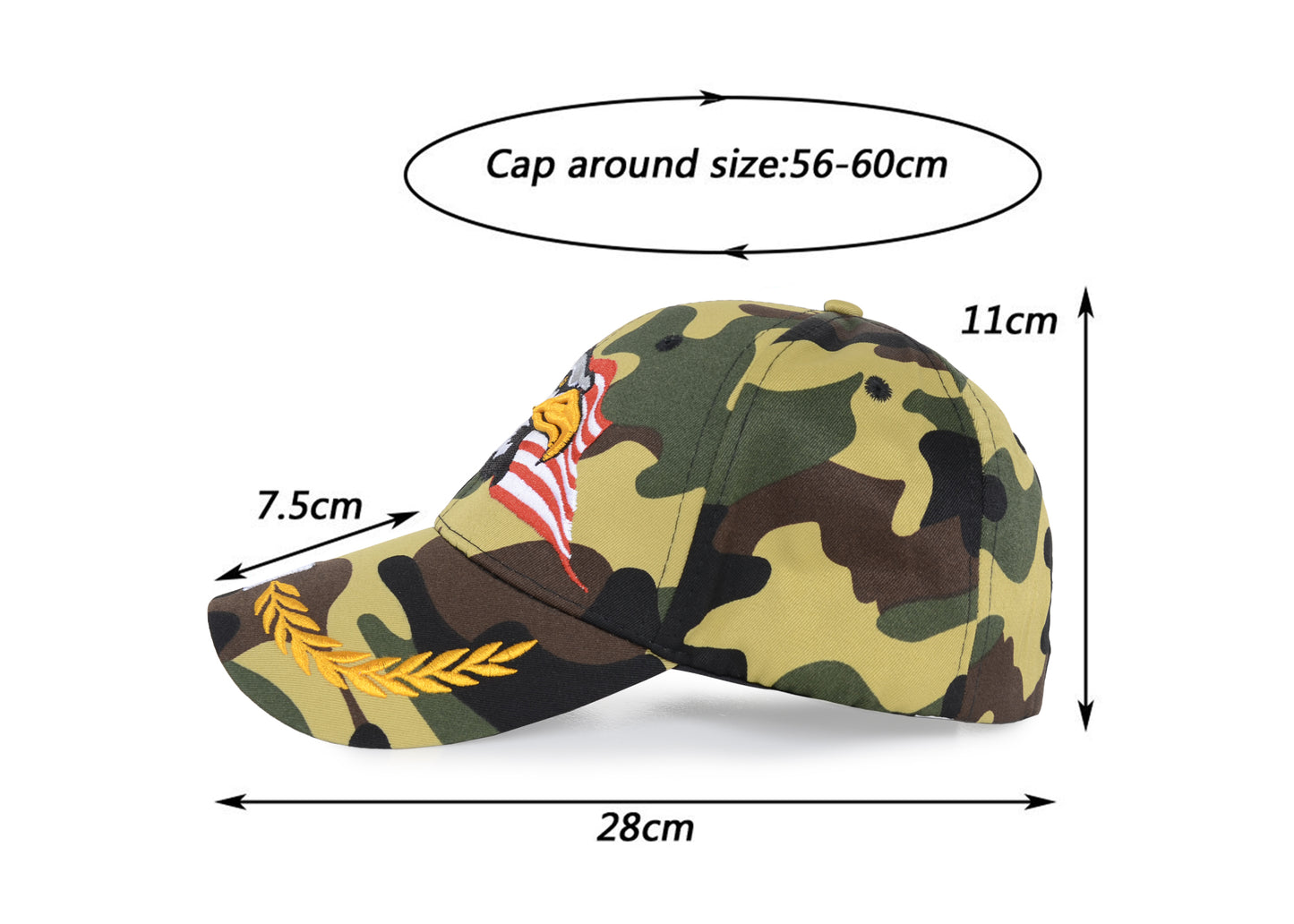 Gorras de béisbol con velcro ajustables en 3D con la bandera estadounidense patriótica de Anna-Kaci, con águila y halcón