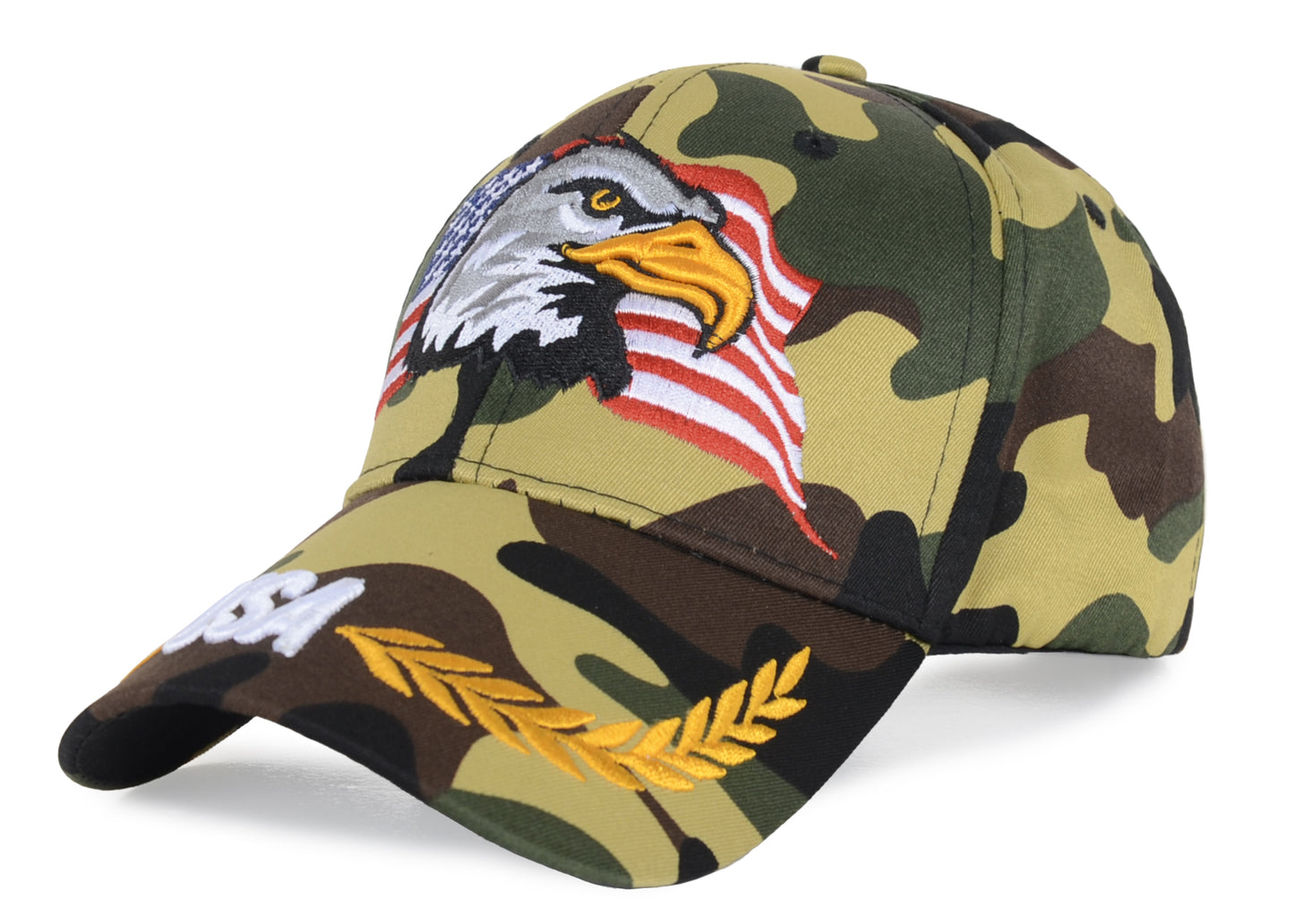 Gorras de béisbol con velcro ajustables en 3D con la bandera estadounidense patriótica de Anna-Kaci, con águila y halcón