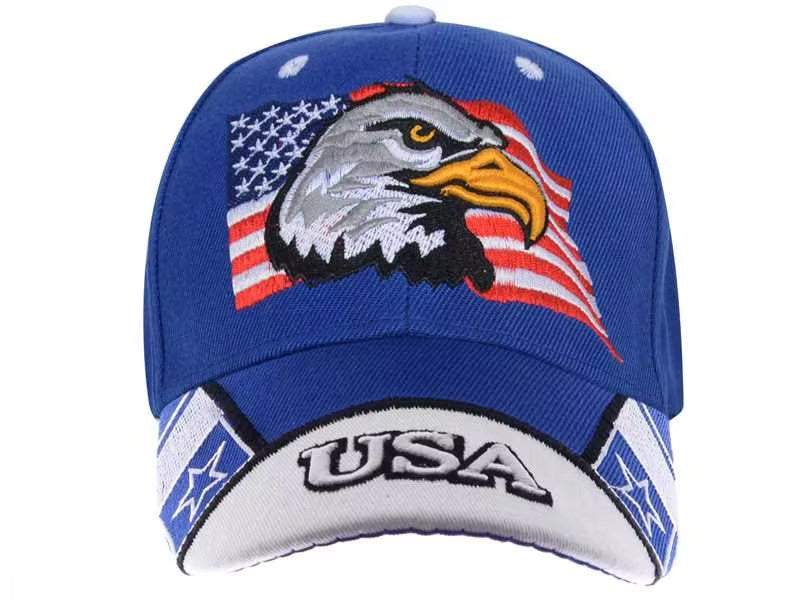 Gorras de béisbol con velcro ajustables en 3D con la bandera estadounidense patriótica de Anna-Kaci, con águila y halcón