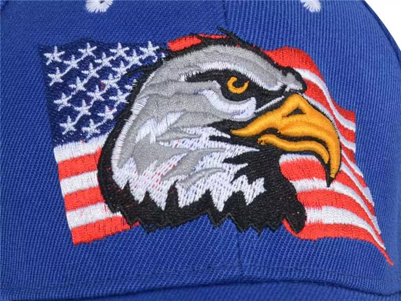 Gorras de béisbol con velcro ajustables en 3D con la bandera estadounidense patriótica de Anna-Kaci, con águila y halcón